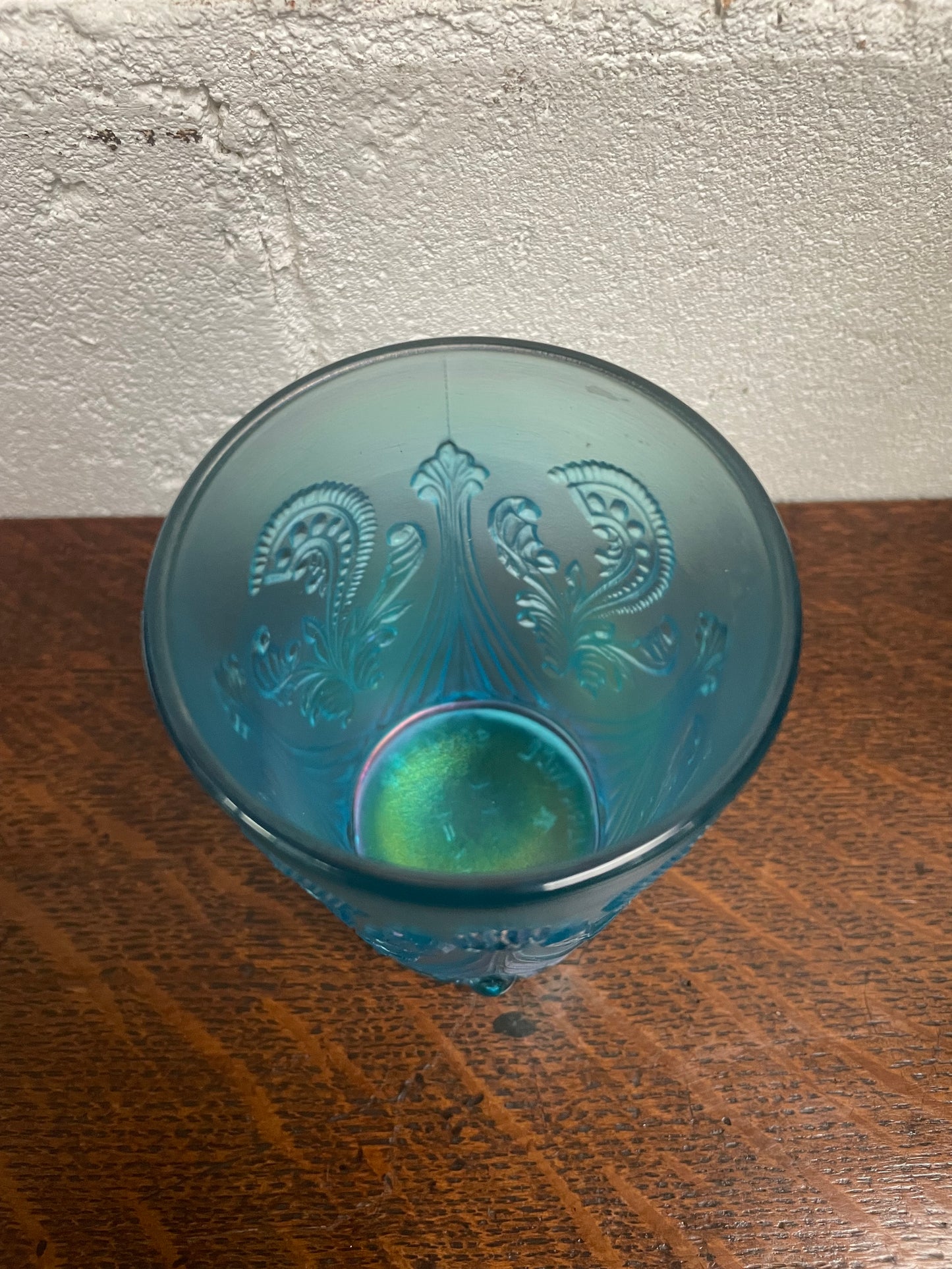 Beautiful ice blue Carnival Glass tumbler cup. Stamped underneath and in good original condition. Please view photos as they help form part of the description.