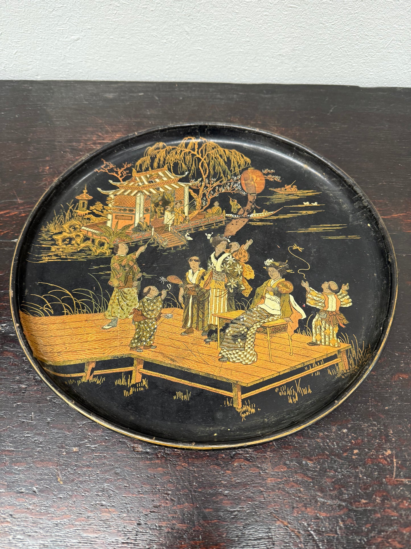 Japanese Lacquer Hand Painted Tray