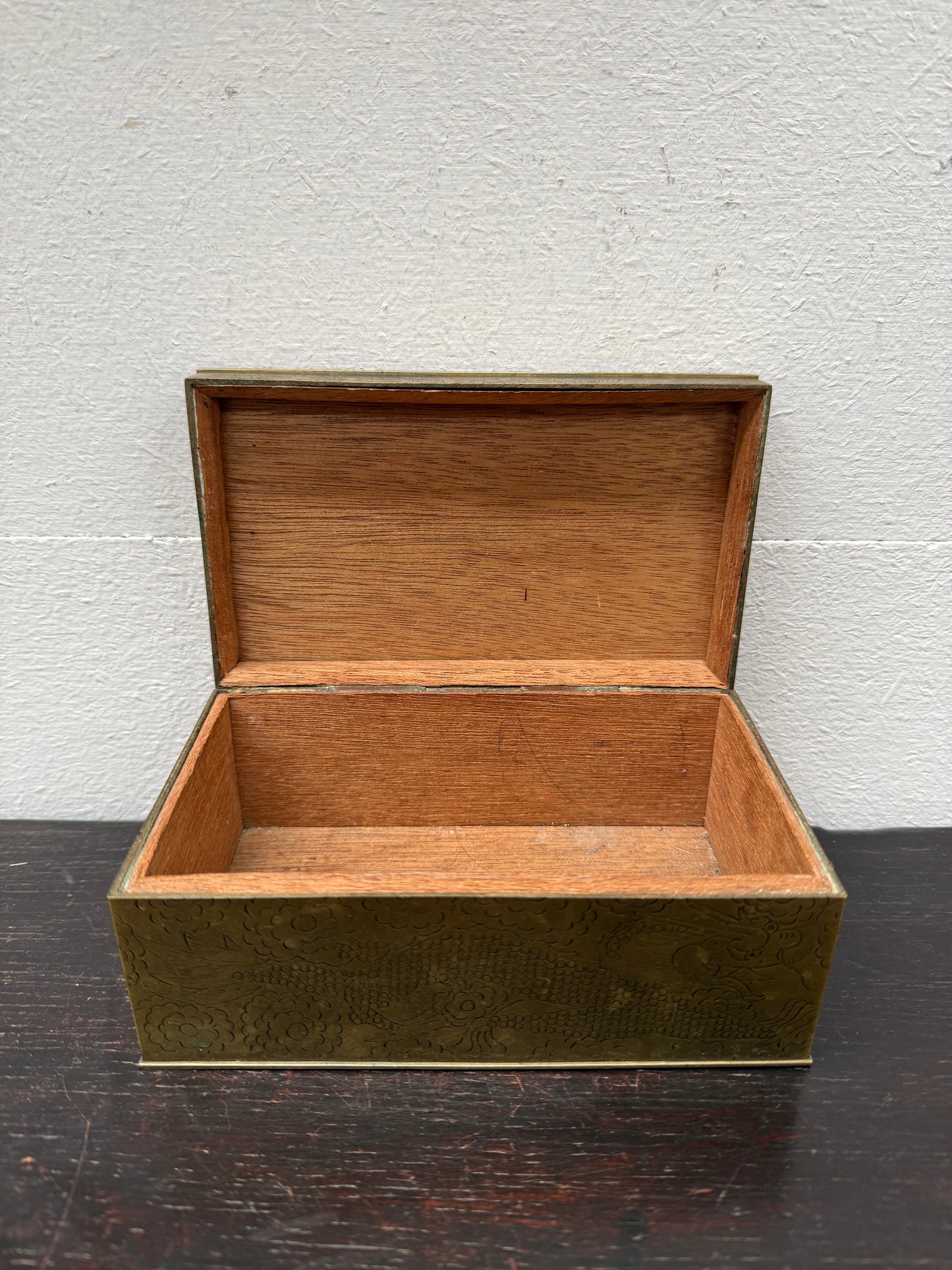 Antique Chinese Engraved Brass Trinket Box