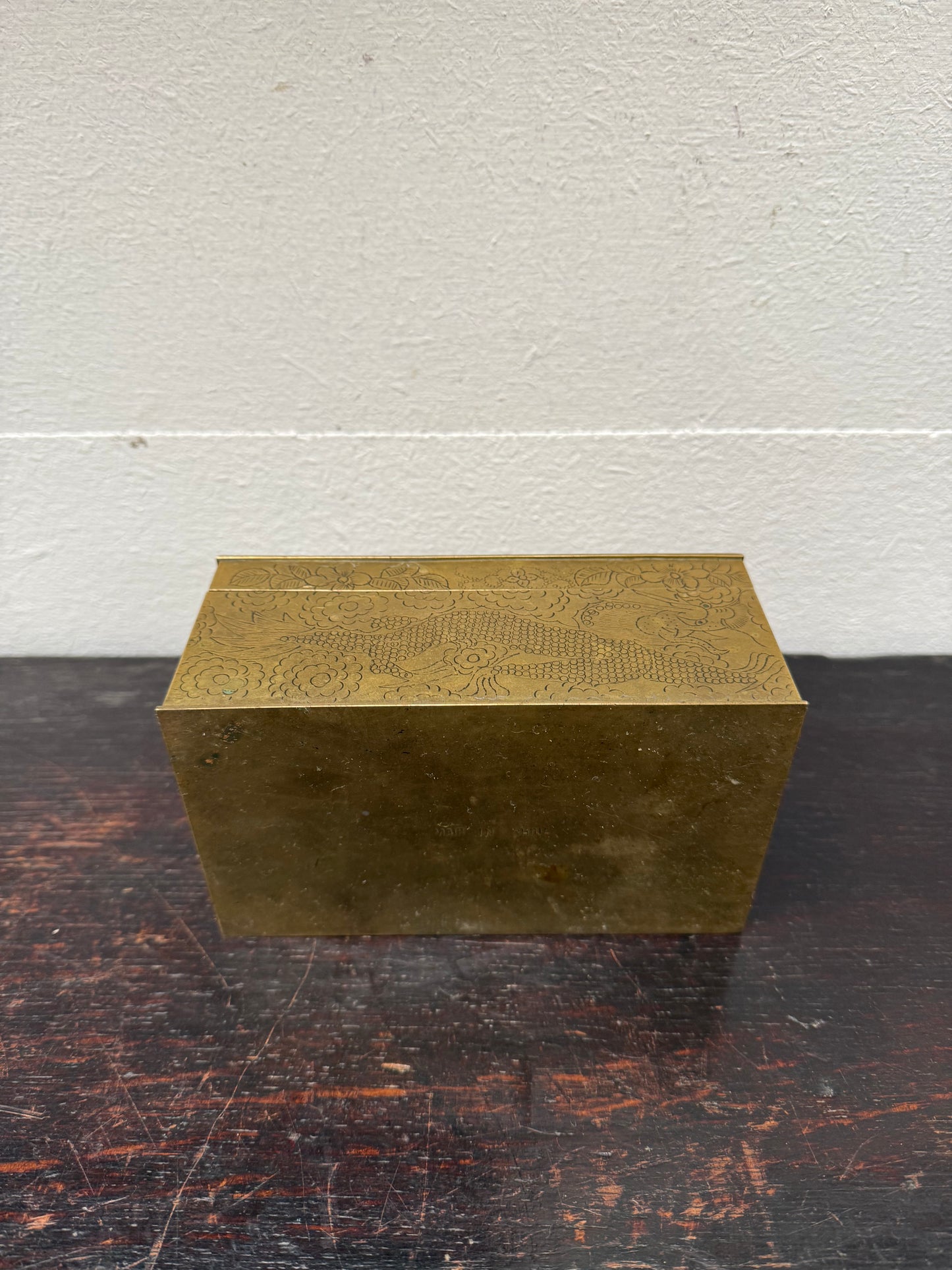 Antique Chinese Engraved Brass Trinket Box