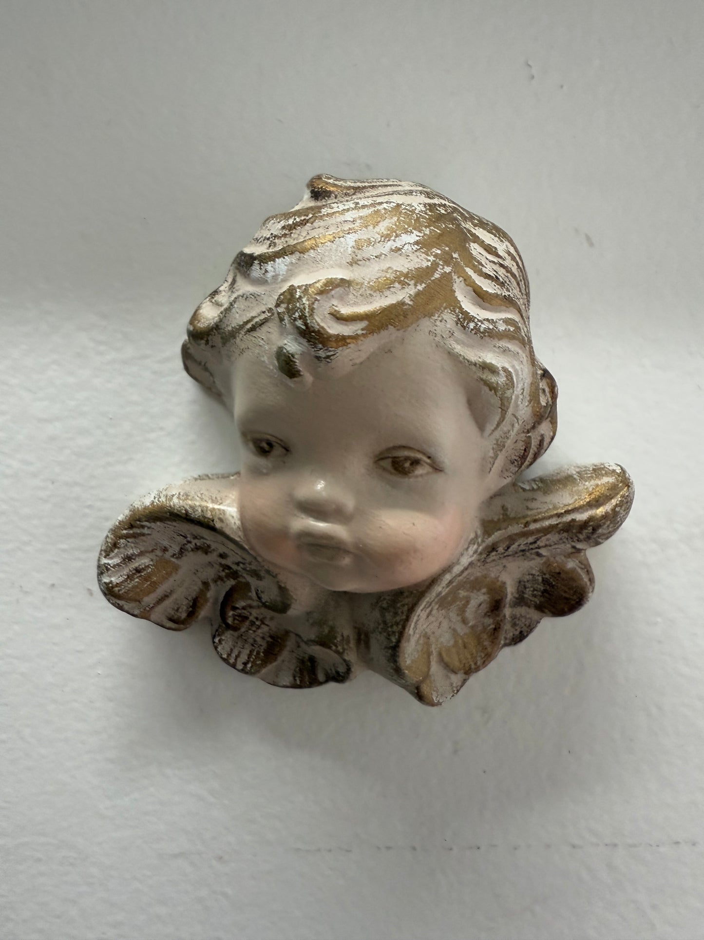 Vintage Signed Cherub Wall Plaque