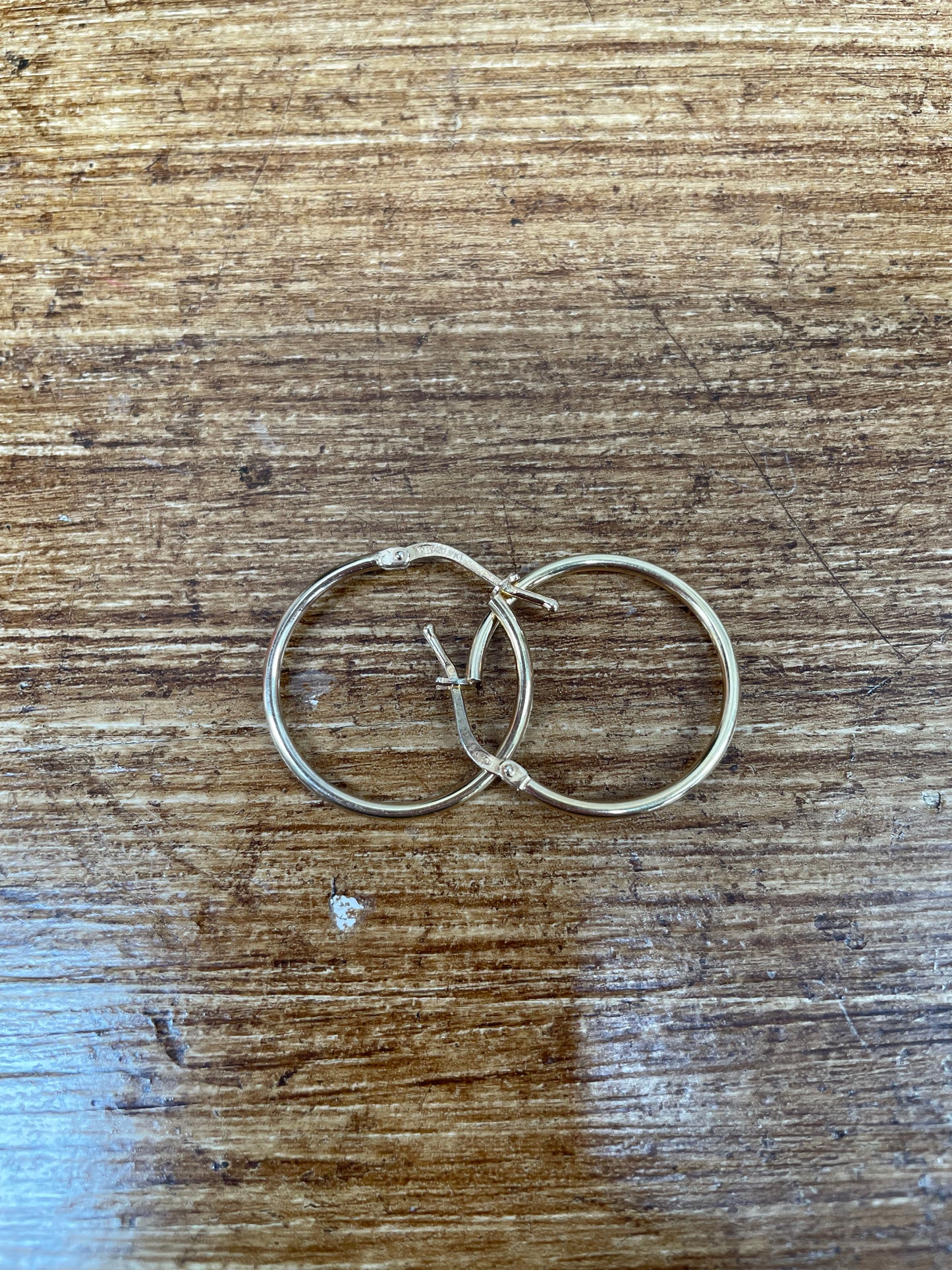 Pair Of Vintage 9 Carat Over Silver Hoop Earrings