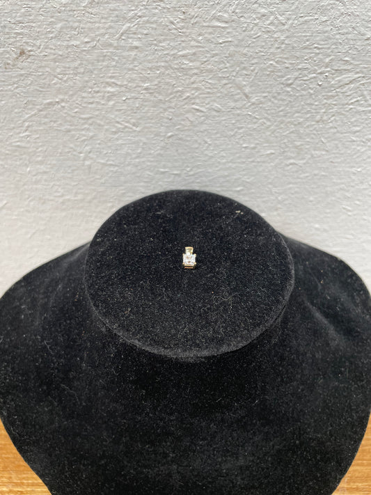 9ct Gold Pendant Set With White Stone