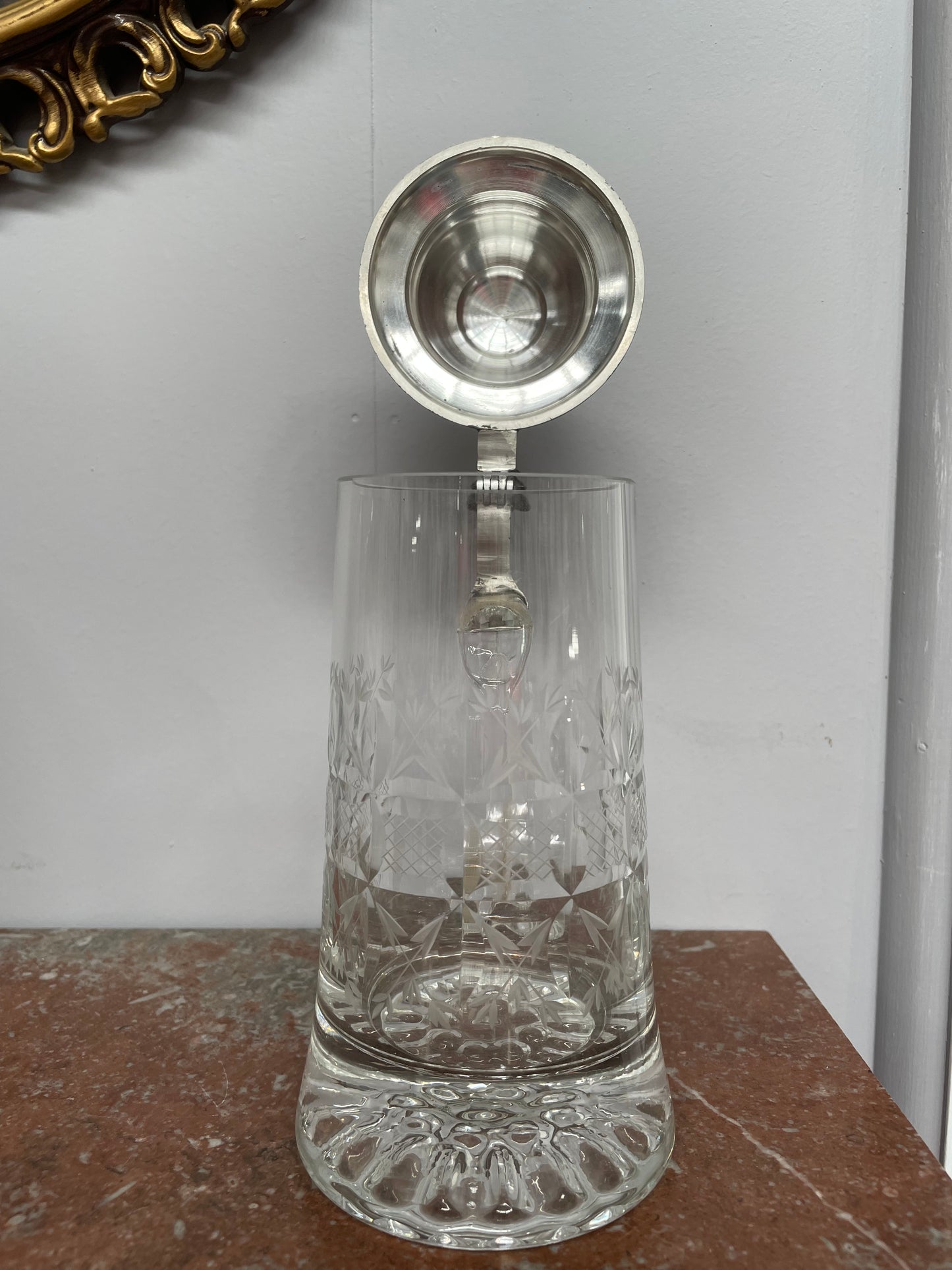 Vintage Crystal and Pewter Beer Mug/stein