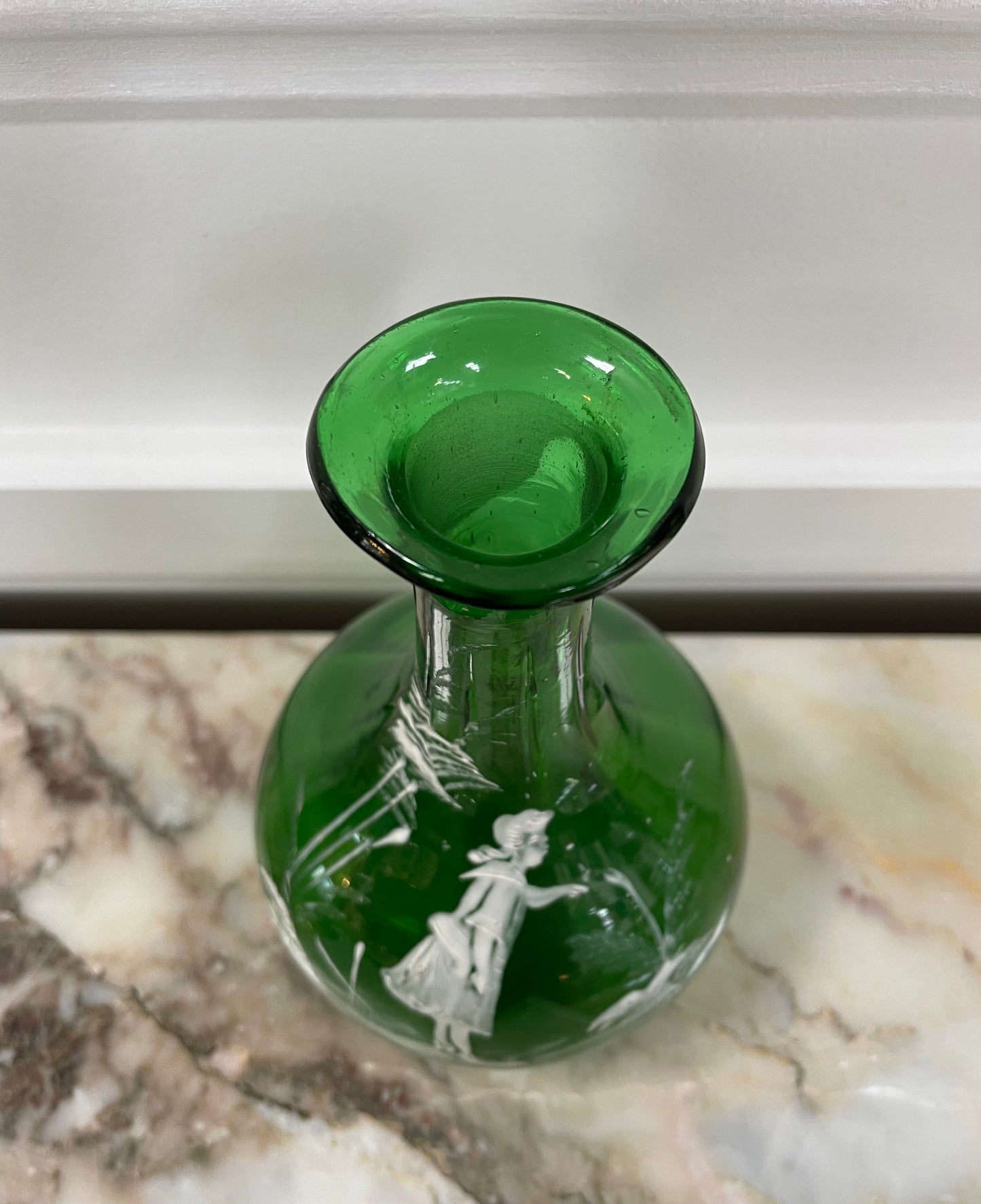 Victorian Mary Gregory Green Vase