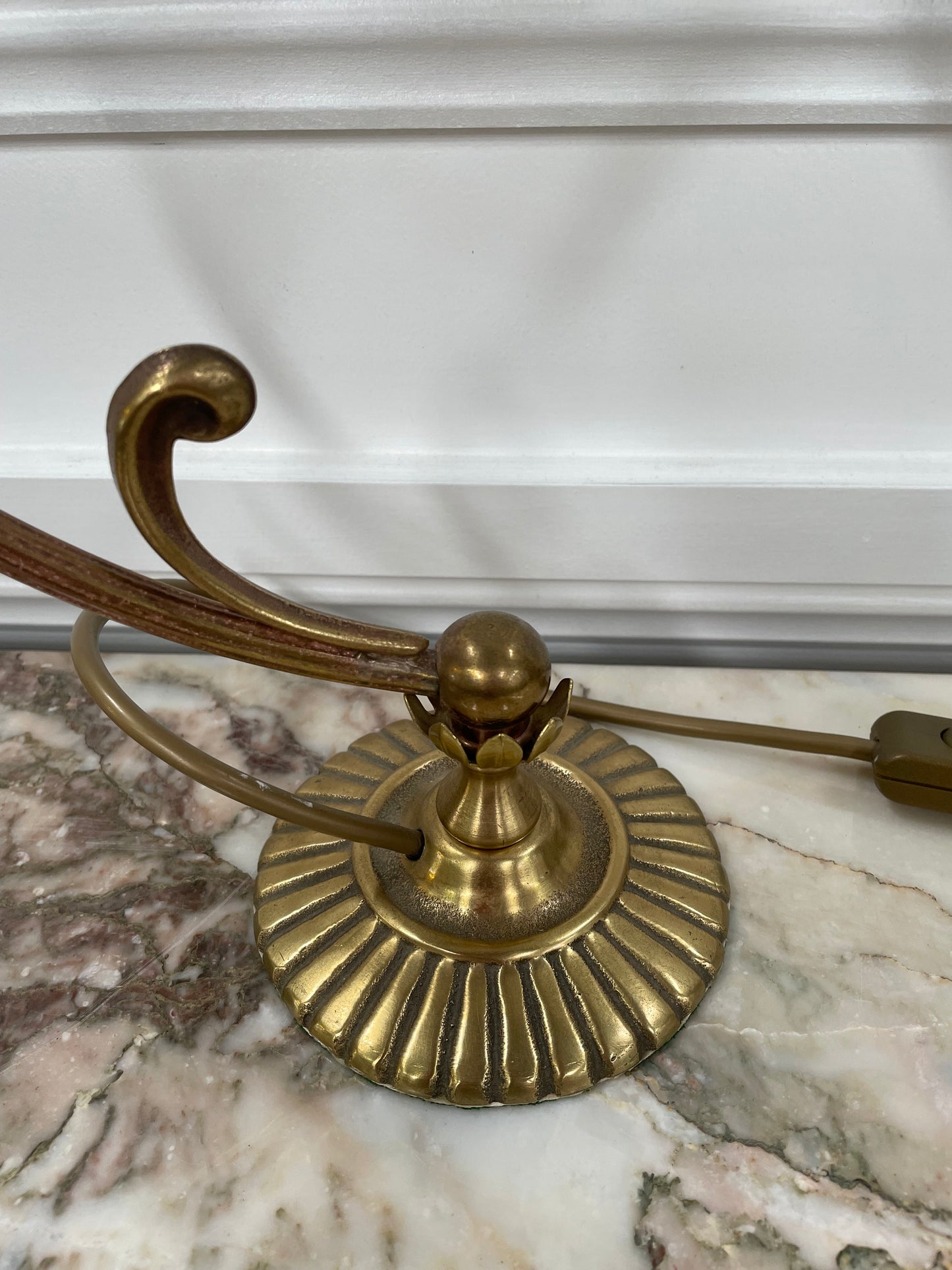Vintage Brass & Milk Glass Shade Table/Desk Lamp