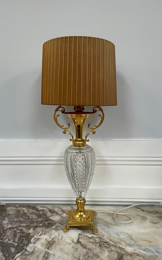 Lovely Vintage French Crystal Gilt Metal Lamp