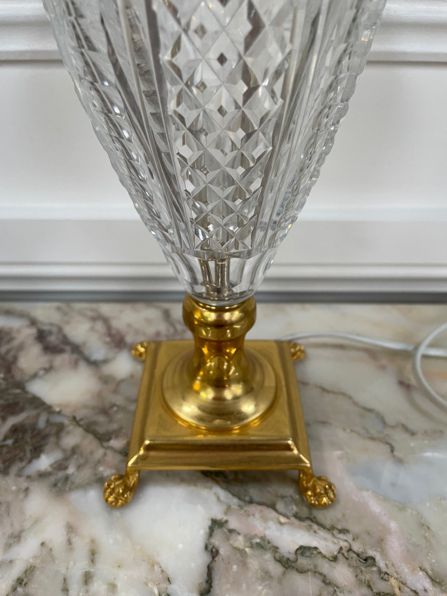 Lovely Vintage French Crystal Gilt Metal Lamp