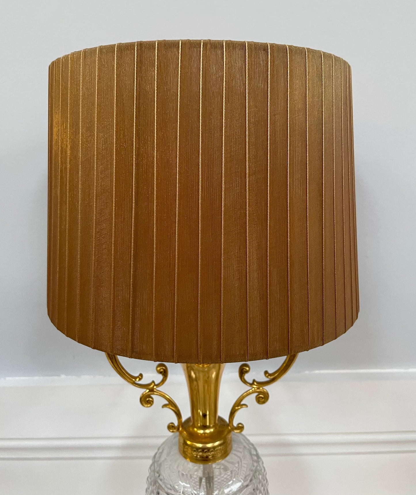 Lovely Vintage French Crystal Gilt Metal Lamp