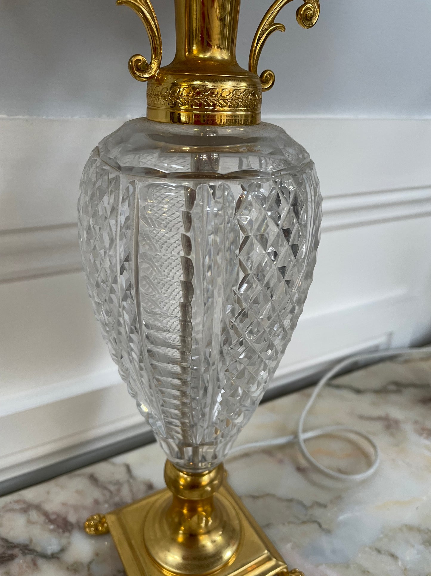 Lovely Vintage French Crystal Gilt Metal Lamp