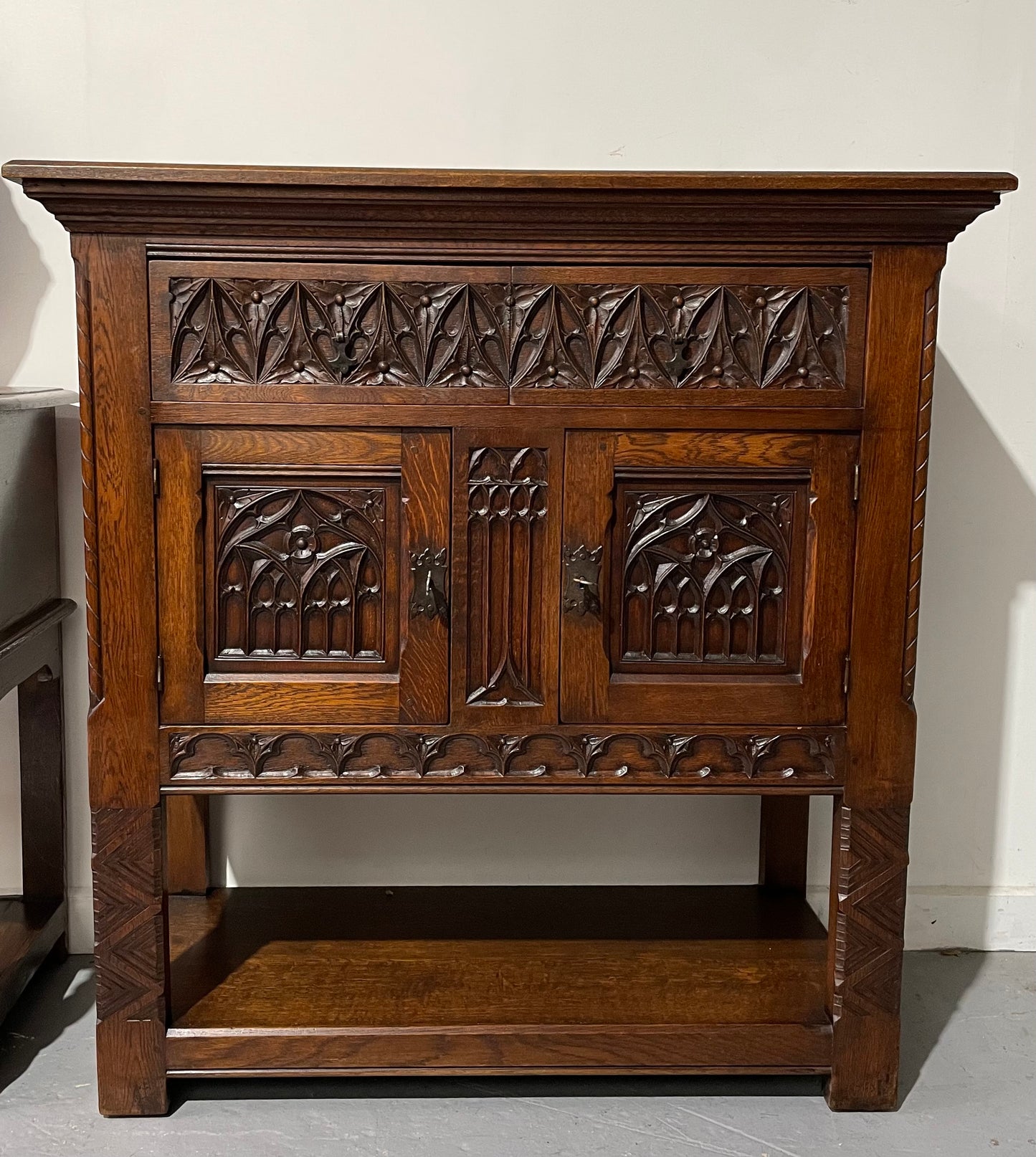French Oak Gothic Style Buffet