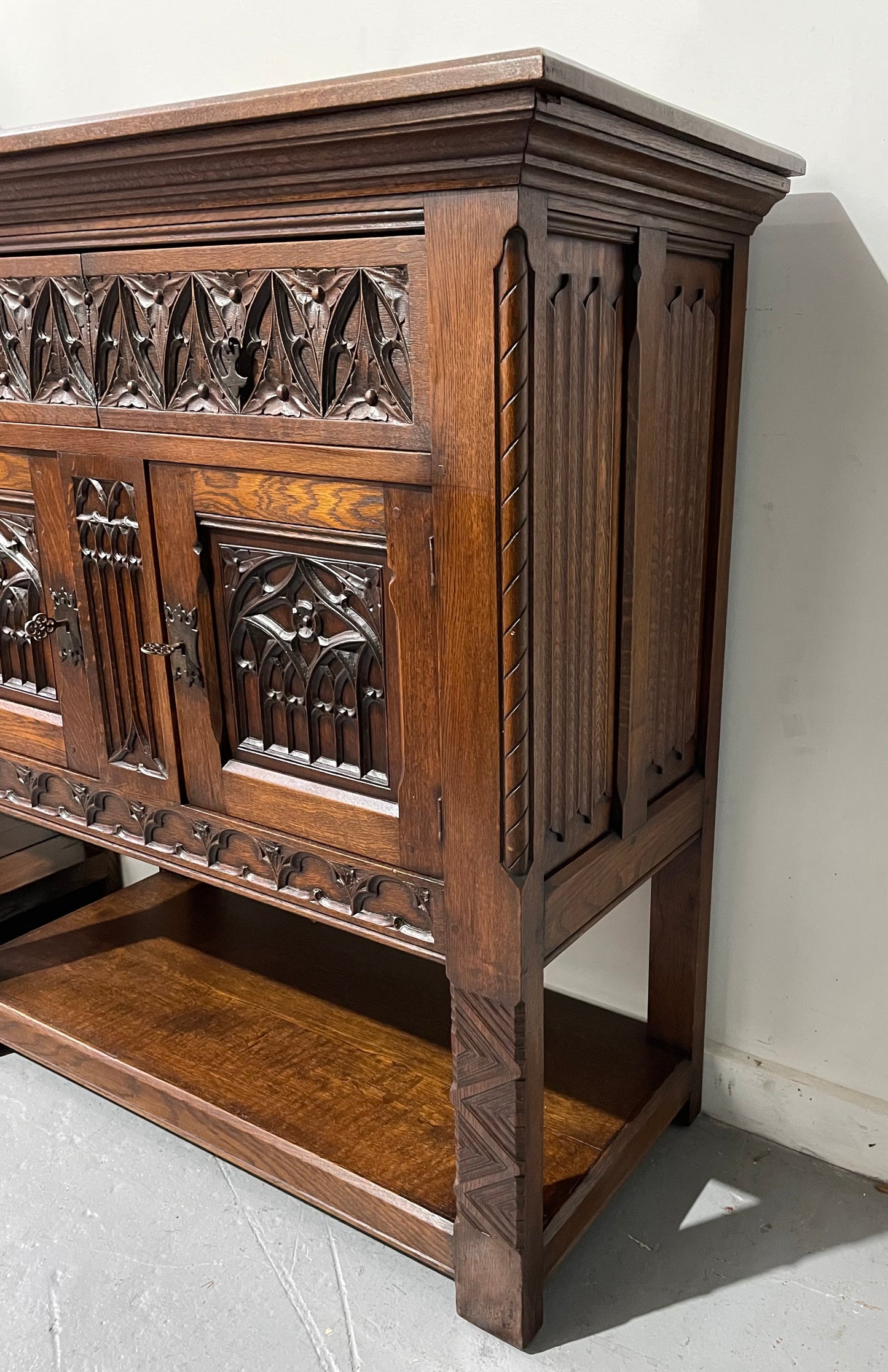 French Oak Gothic Style Buffet