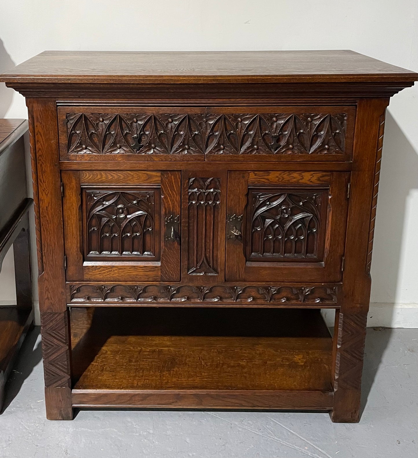 French Oak Gothic Style Buffet
