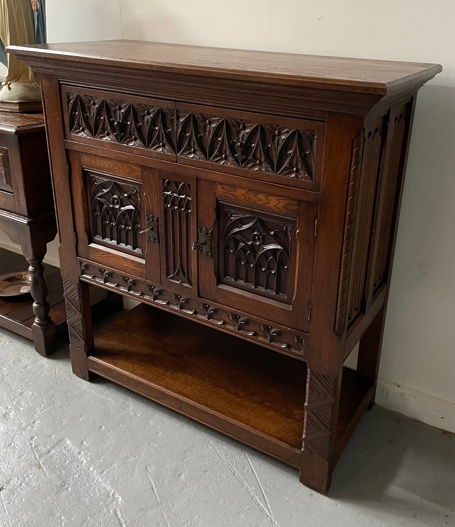 French Oak Gothic Style Buffet