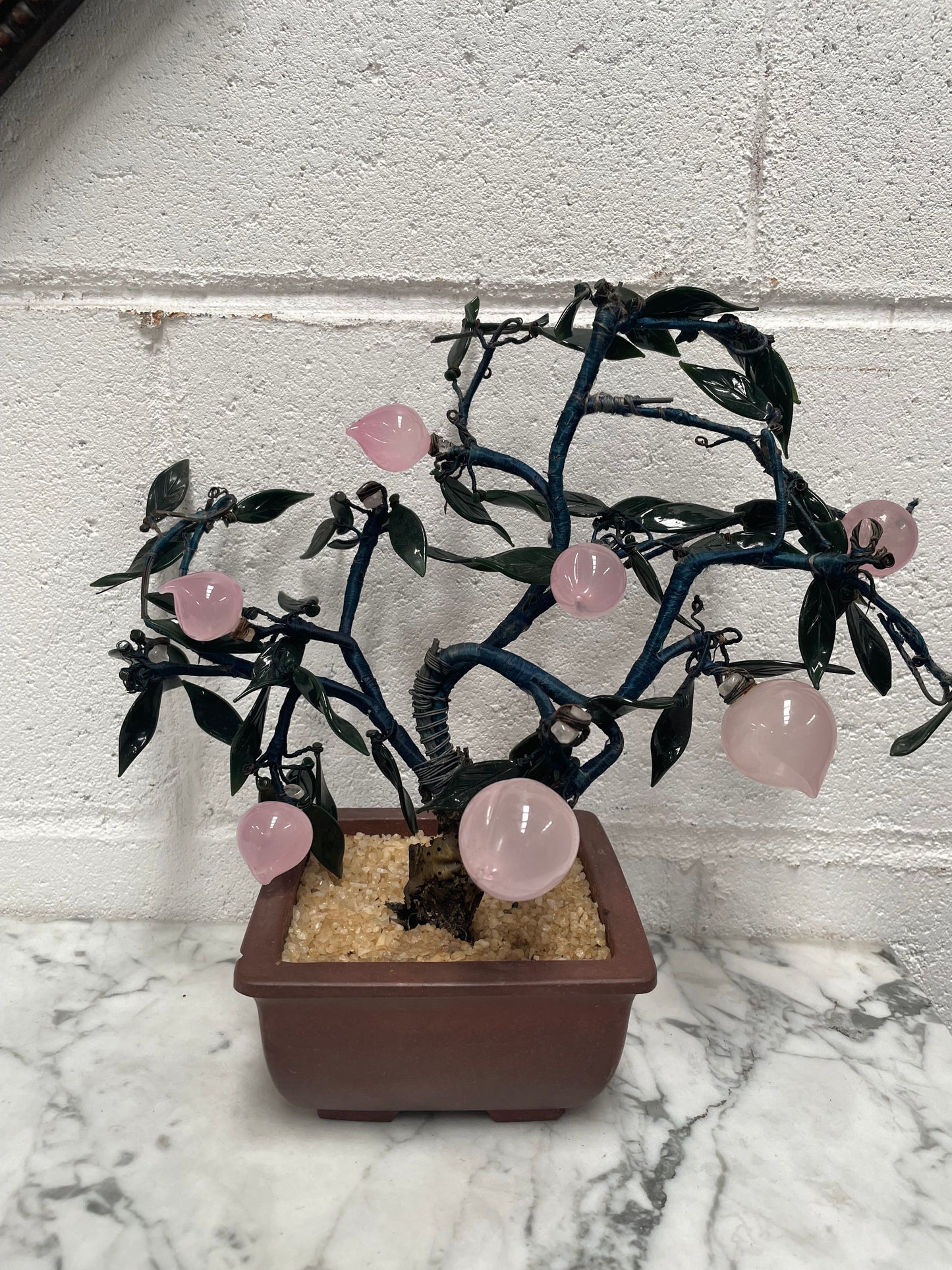 Vintage Glass Cherry Blossom Bonsai Tree in Pot