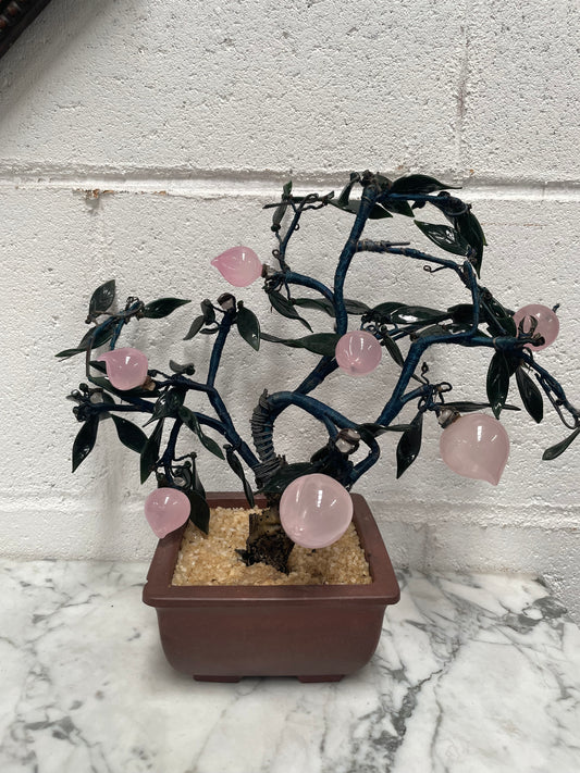 Vintage Glass Cherry Blossom Bonsai Tree in Pot