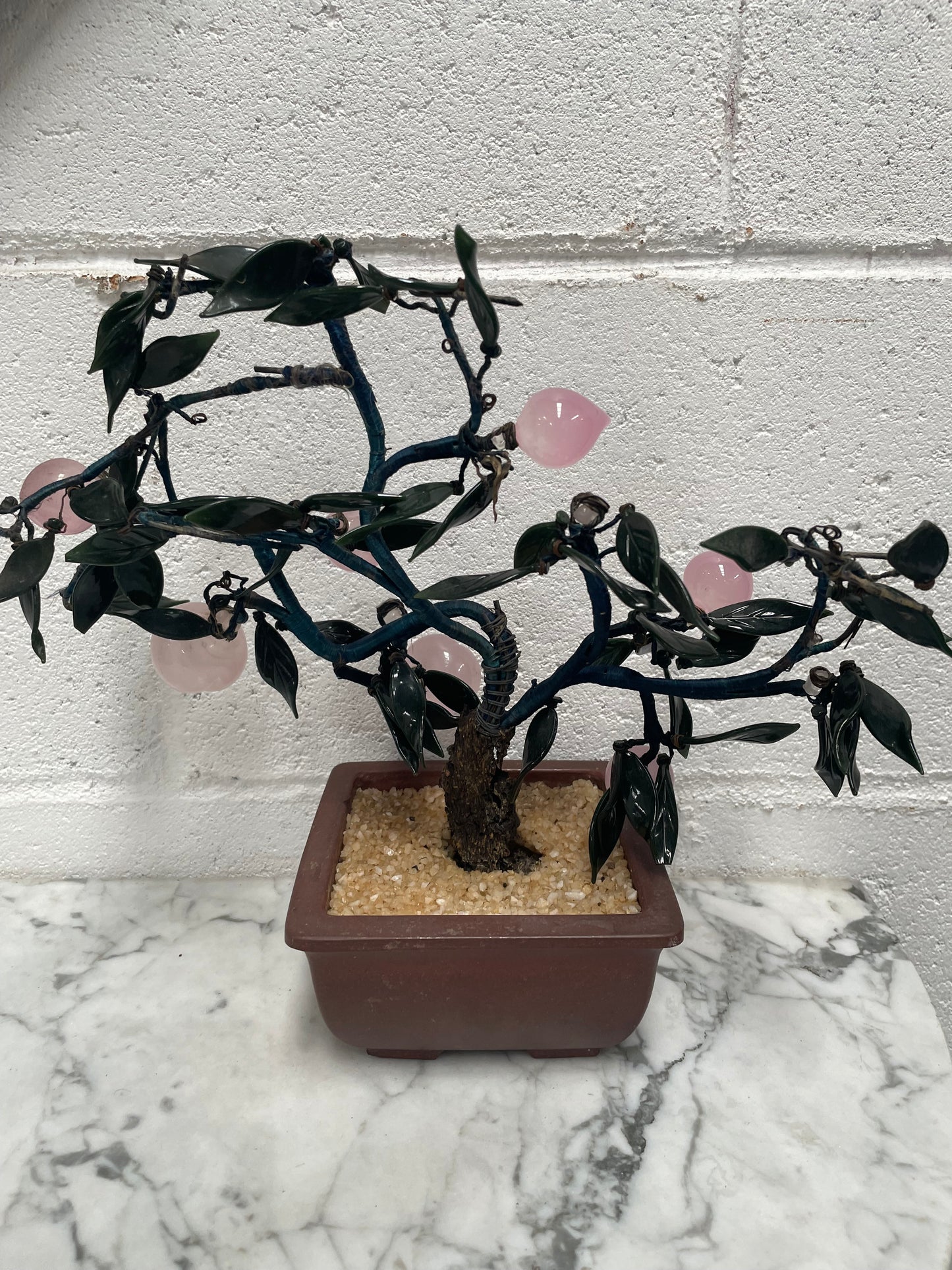 Vintage Glass Cherry Blossom Bonsai Tree in Pot