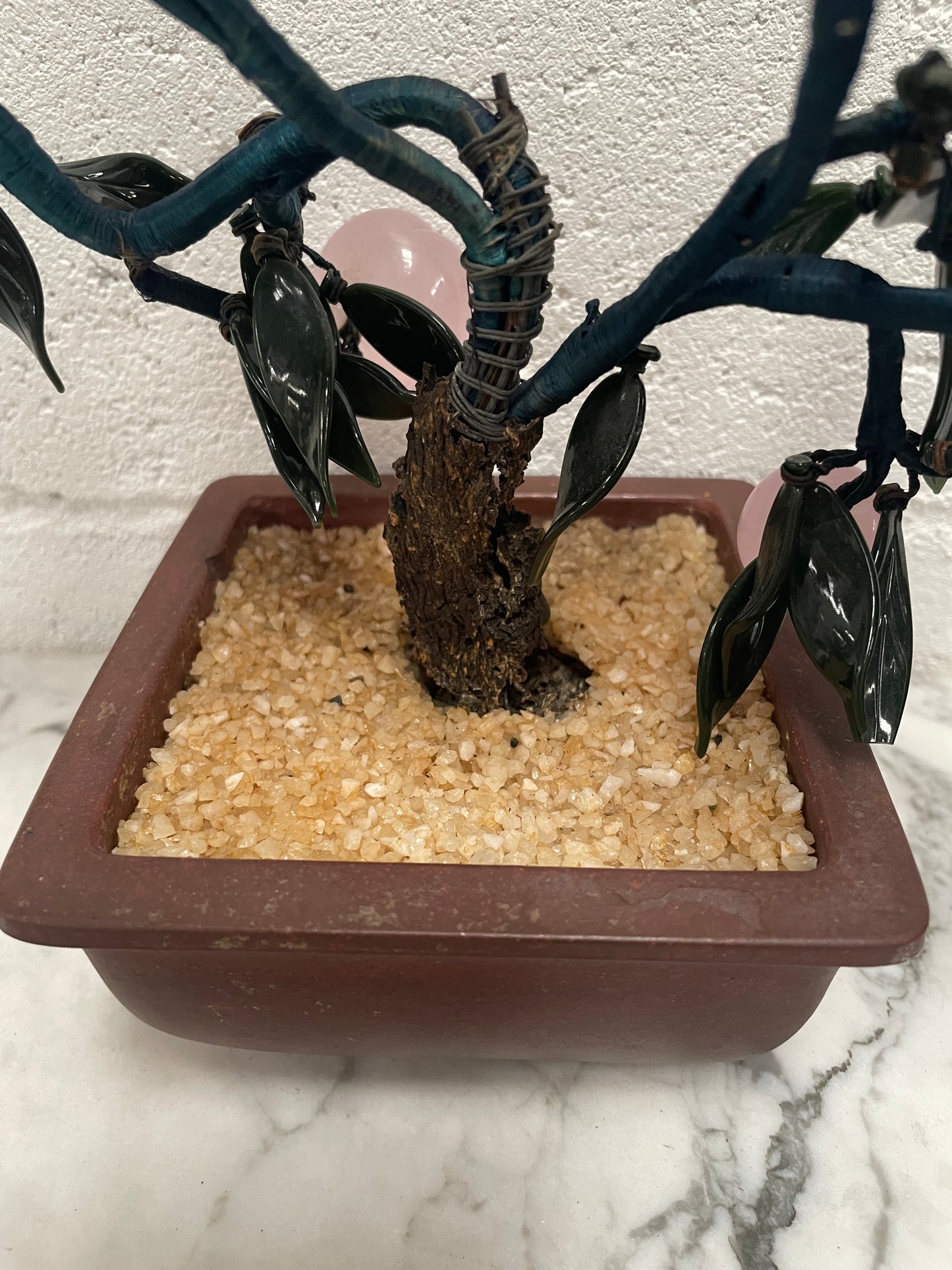 Vintage Glass Cherry Blossom Bonsai Tree in Pot