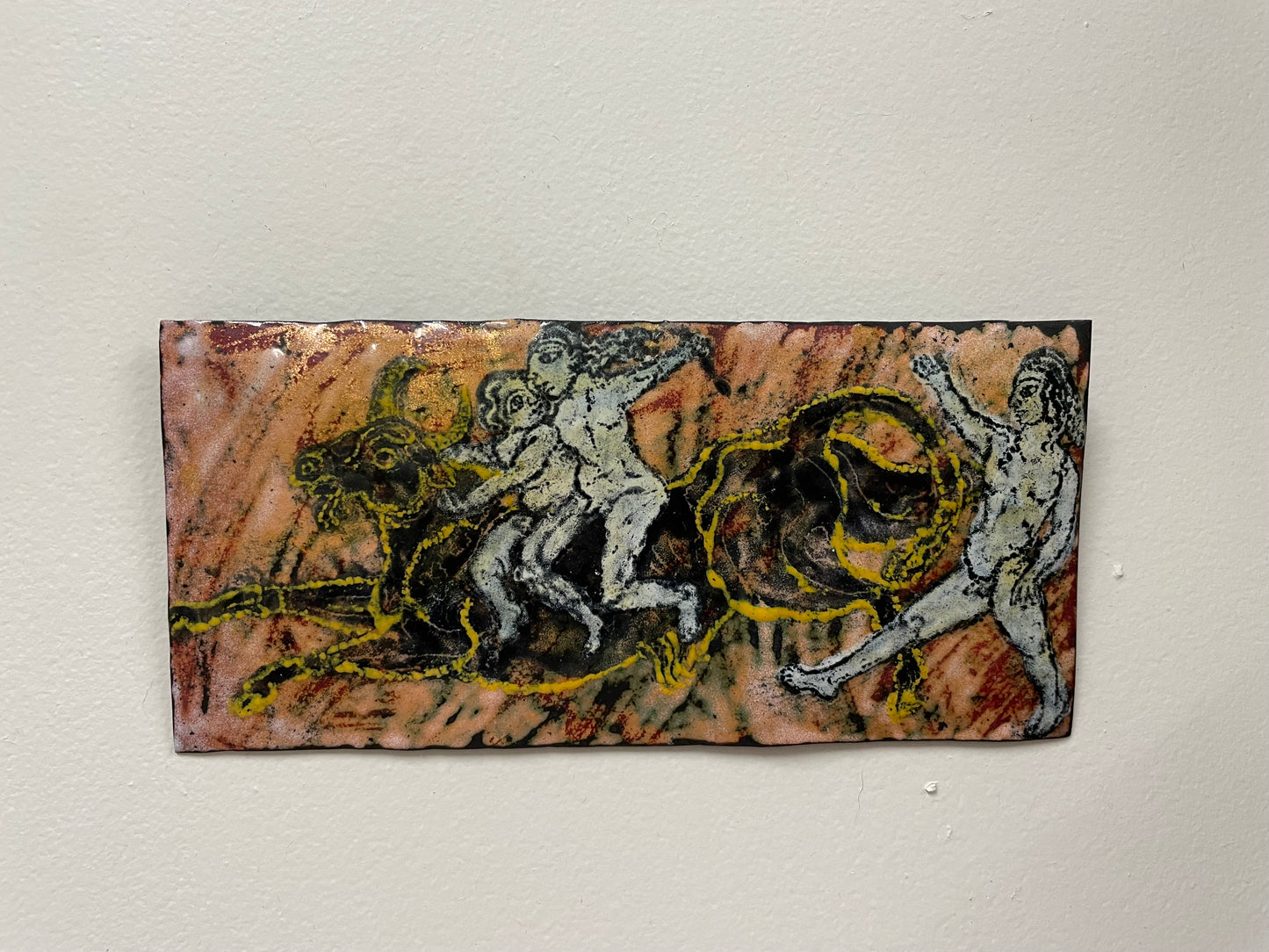 Vintage Enamel On Copper Plaque