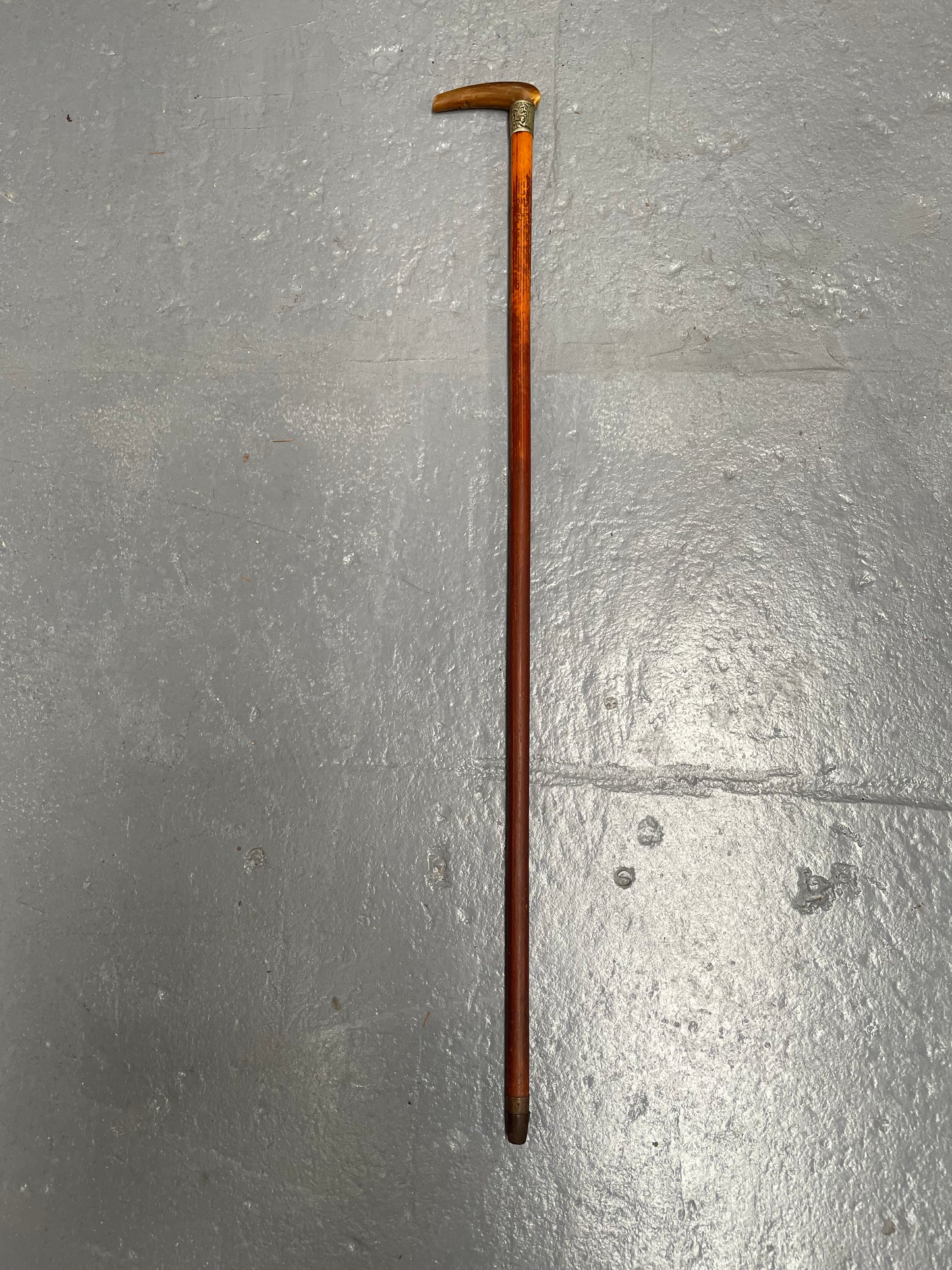 Antique Walking Stick With a Bone Handle EPNS Engraved Mount