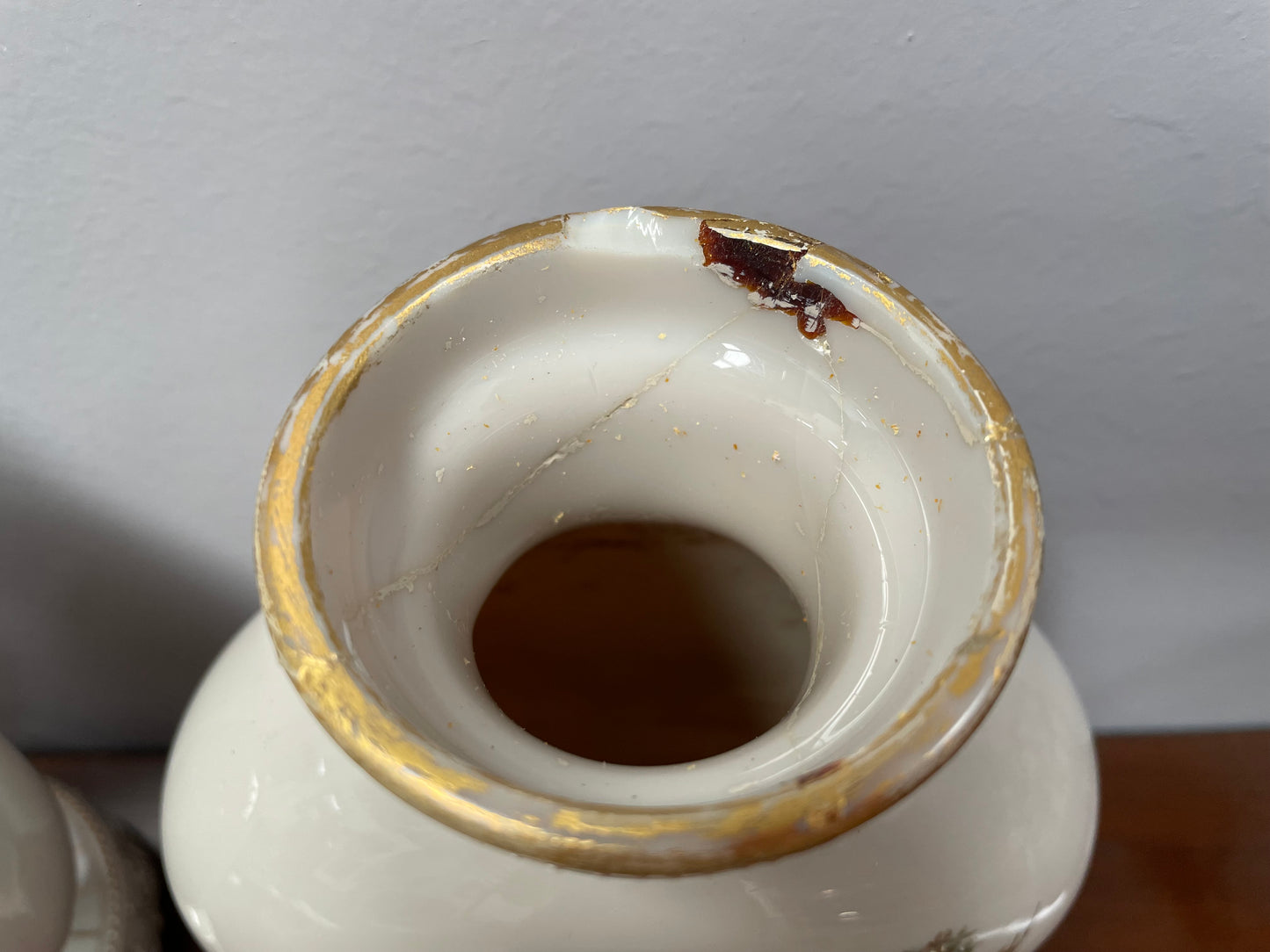 Pair of Victorian Opaline Glass Hand Painted Enamel Glass Vases