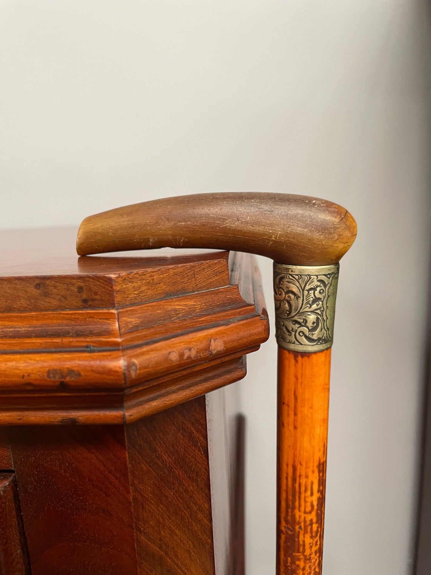 Antique Walking Stick With a Bone Handle EPNS Engraved Mount