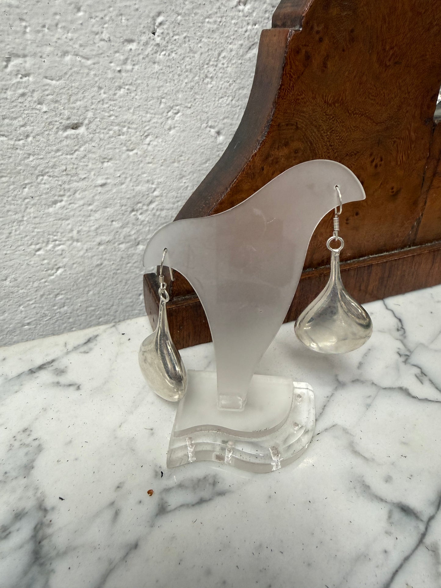 Pair Vintage Sterling Silver Drop Earrings