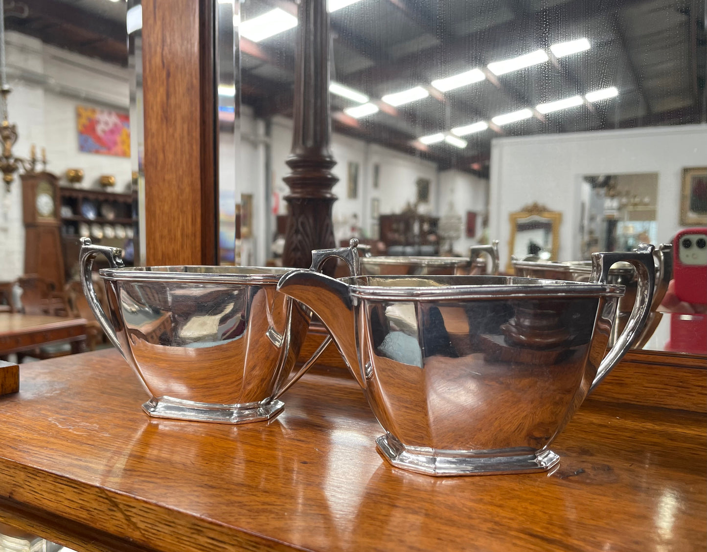 Elegant "Drummond & Co" Silver-plate 4 Piece Tea Service and Conforming Tray.