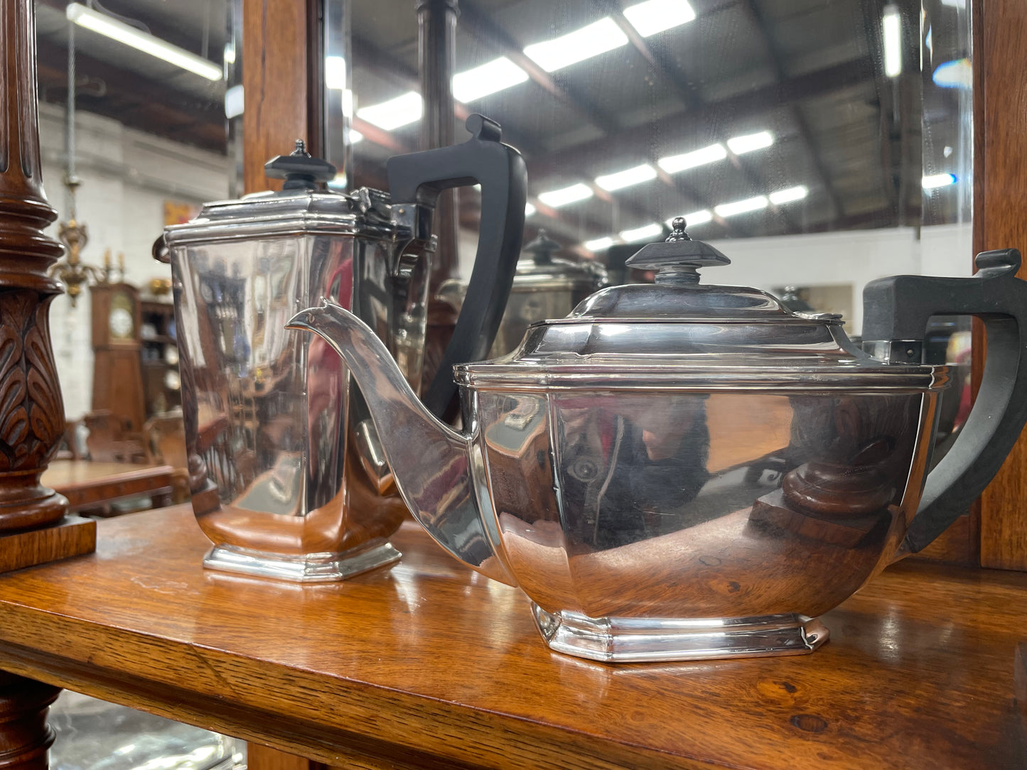 Elegant "Drummond & Co" Silver-plate 4 Piece Tea Service and Conforming Tray.