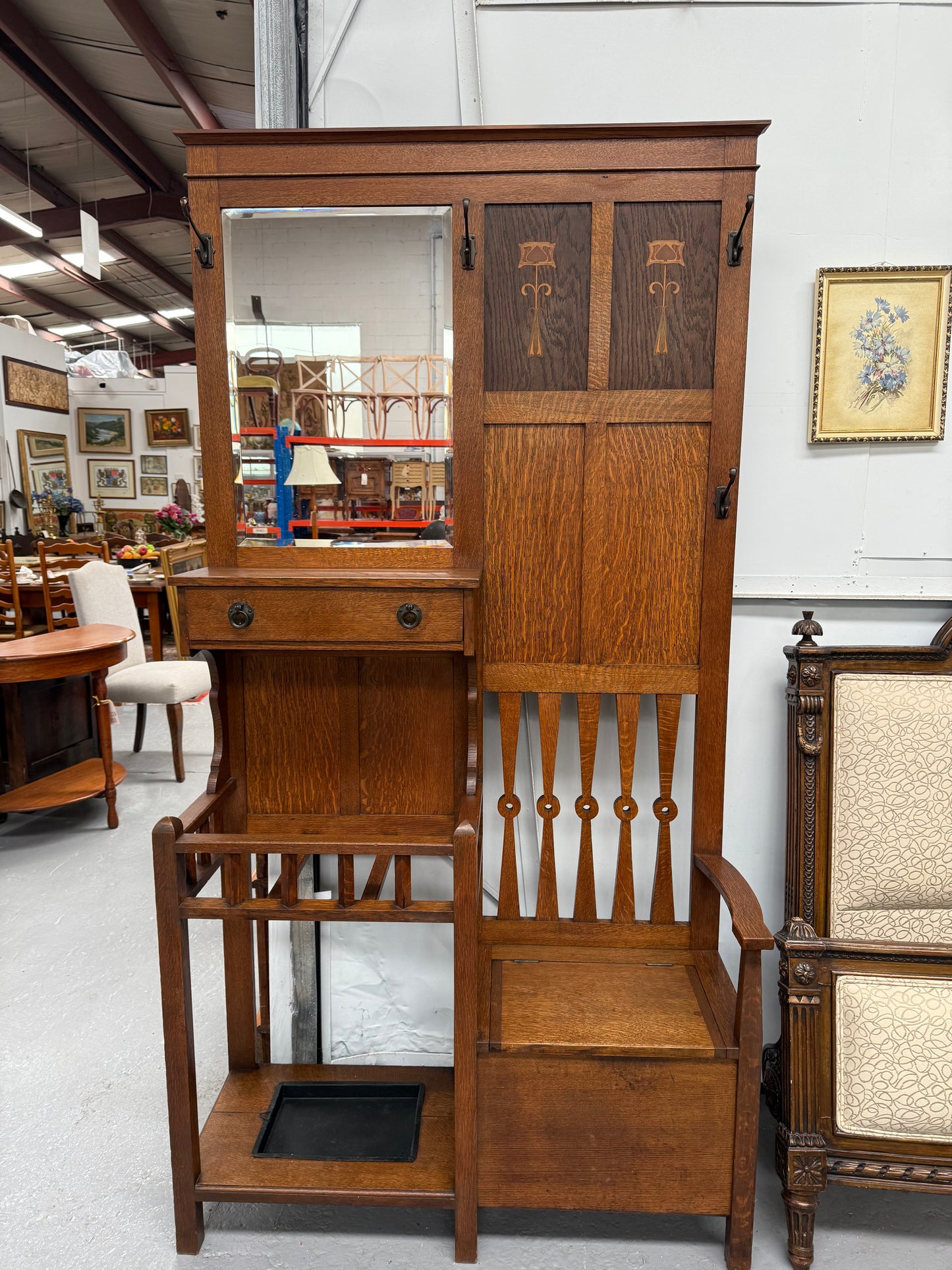 Impressive Arts & Crafts Oak Hallstand