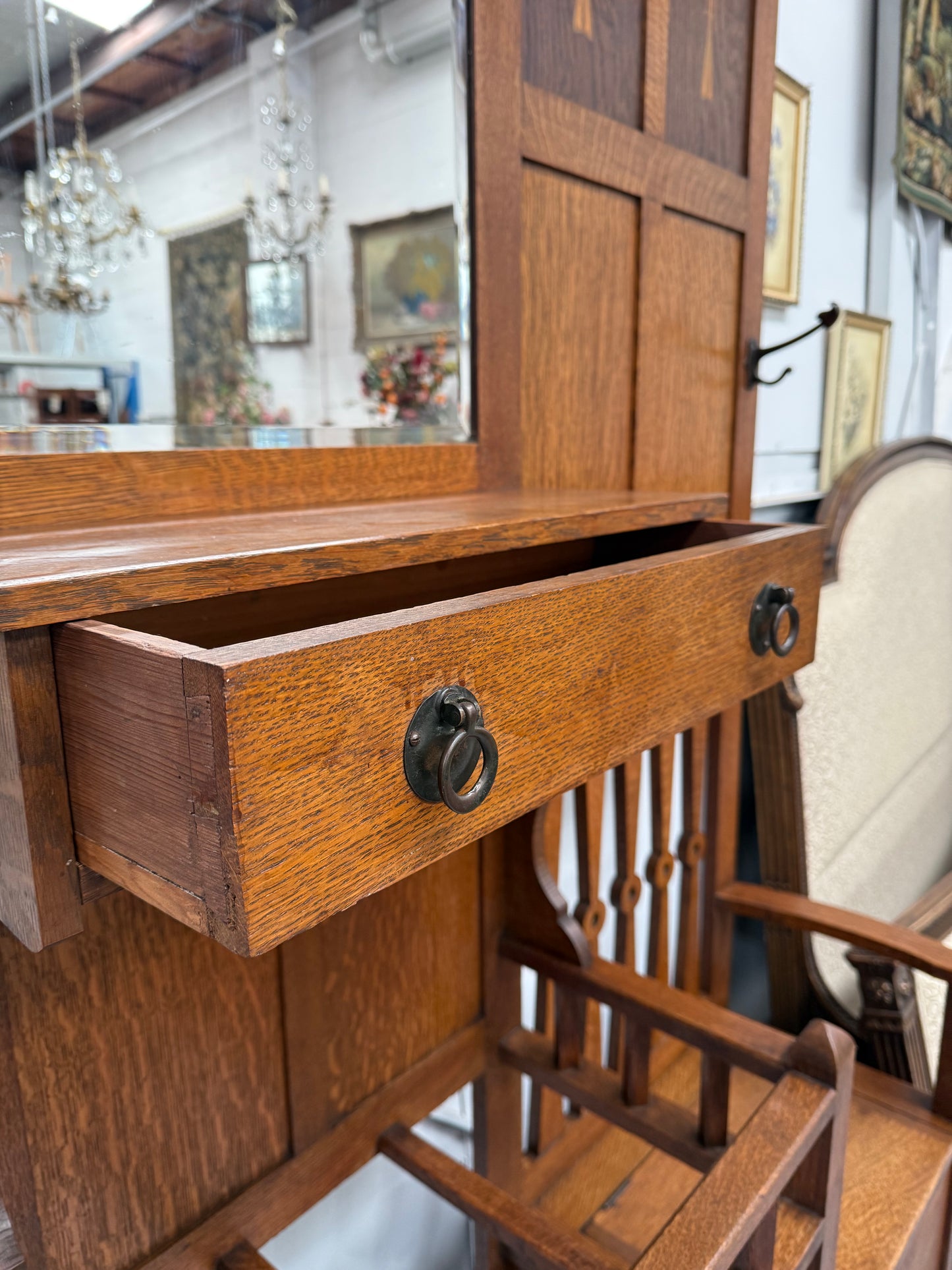 Impressive Arts & Crafts Oak Hallstand