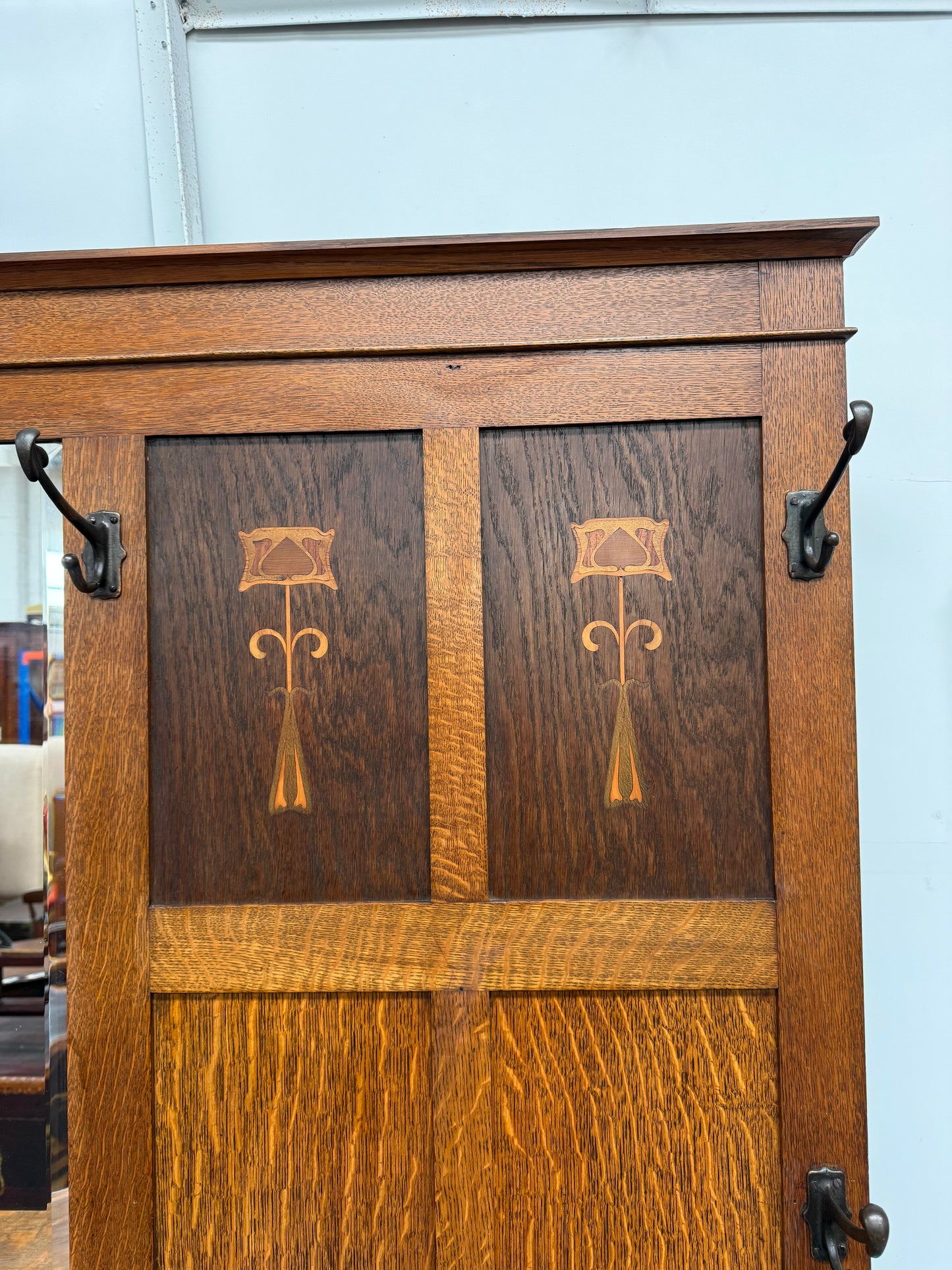 Impressive Arts & Crafts Oak Hallstand