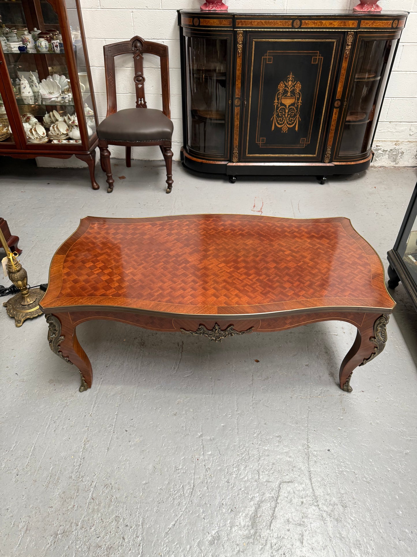 Louis XV Style Parquetry Top Coffee Table