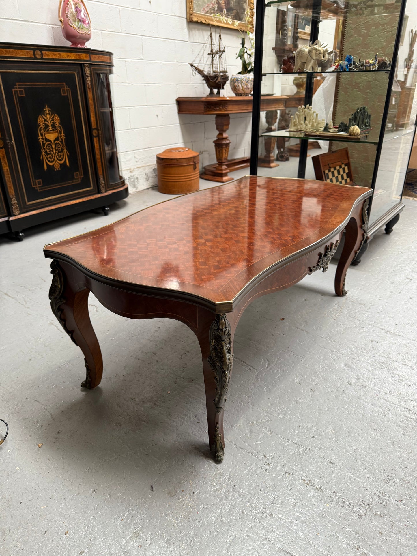 Louis XV Style Parquetry Top Coffee Table