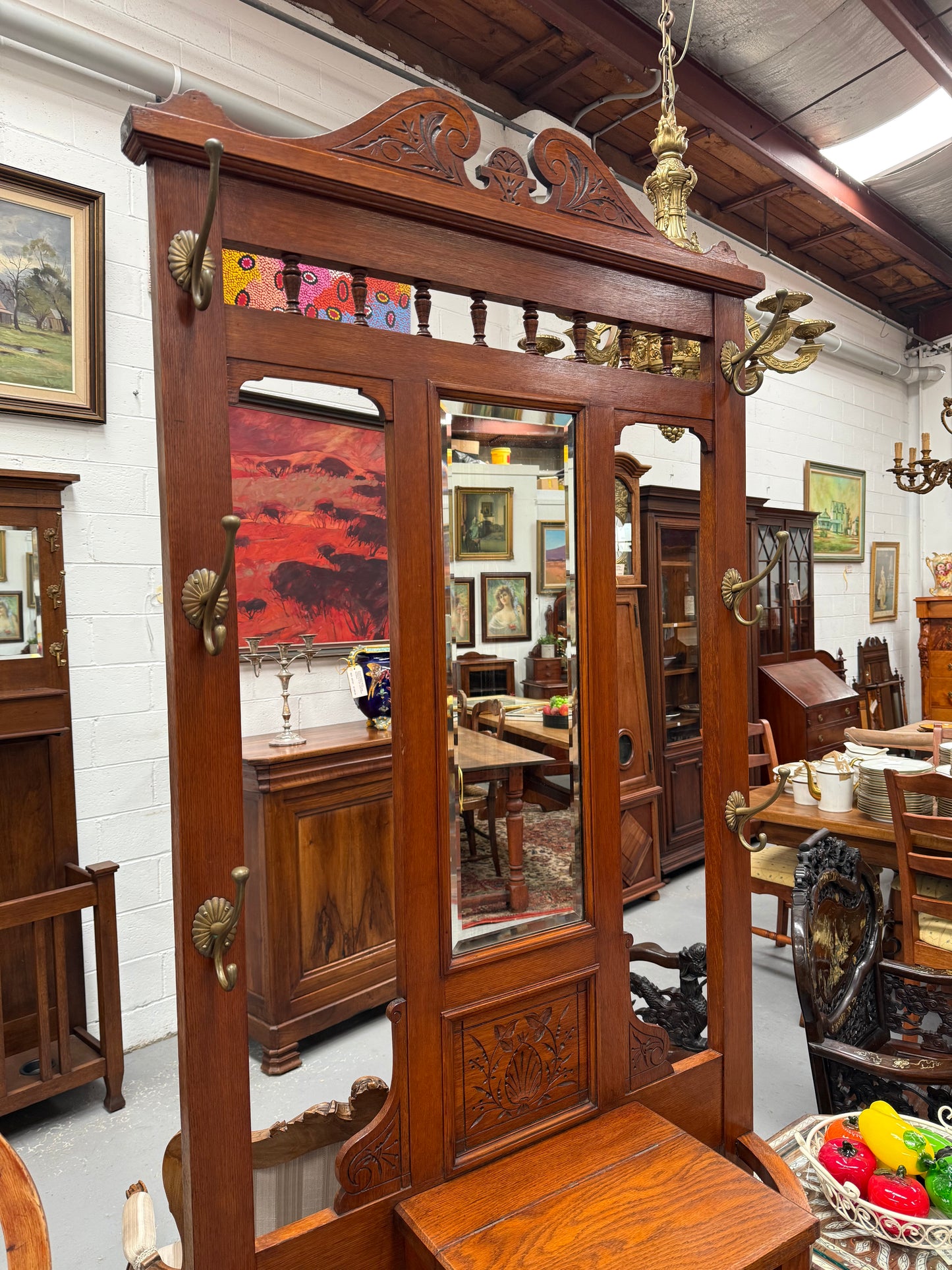 Edwardian Oak Hallstand