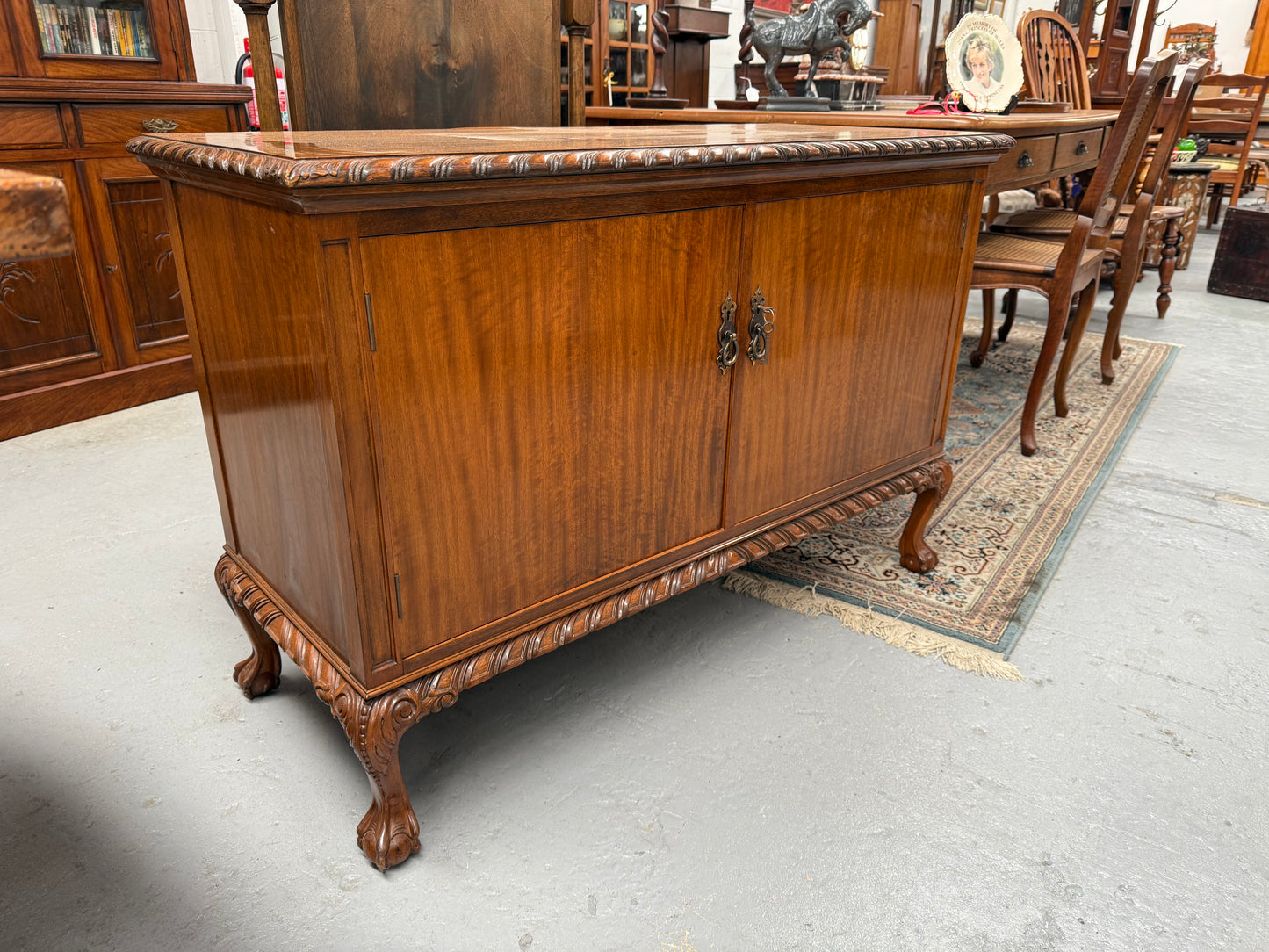 Mahogany Chippendale Style TV Cabinet