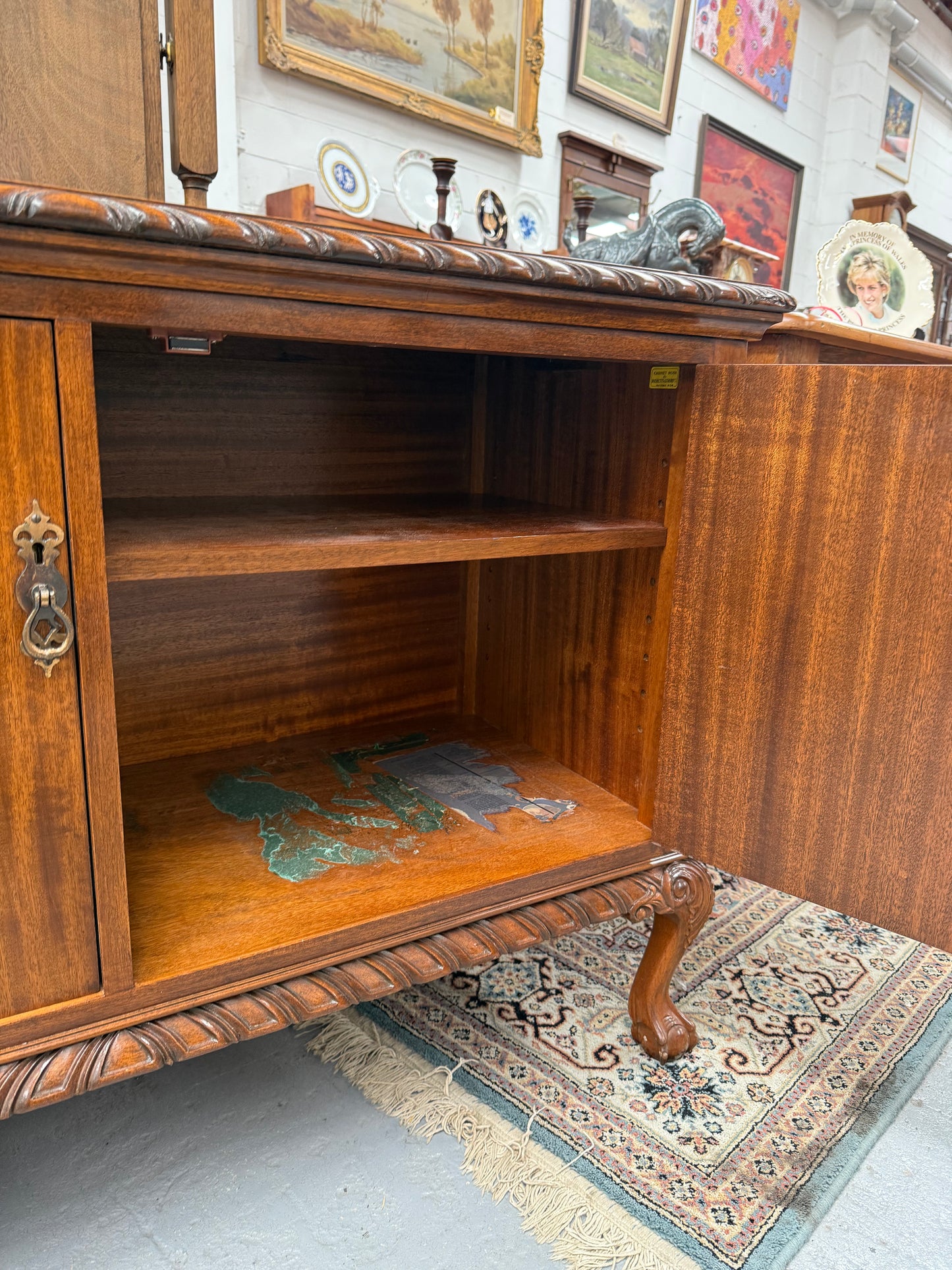 Mahogany Chippendale Style TV Cabinet