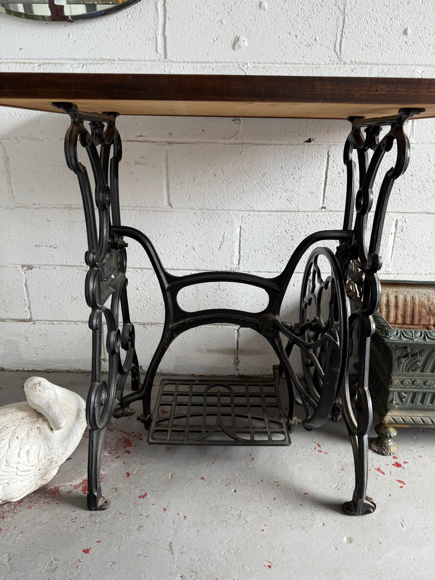 Antique Tiled Top Singer Sewing Machine Base Table
