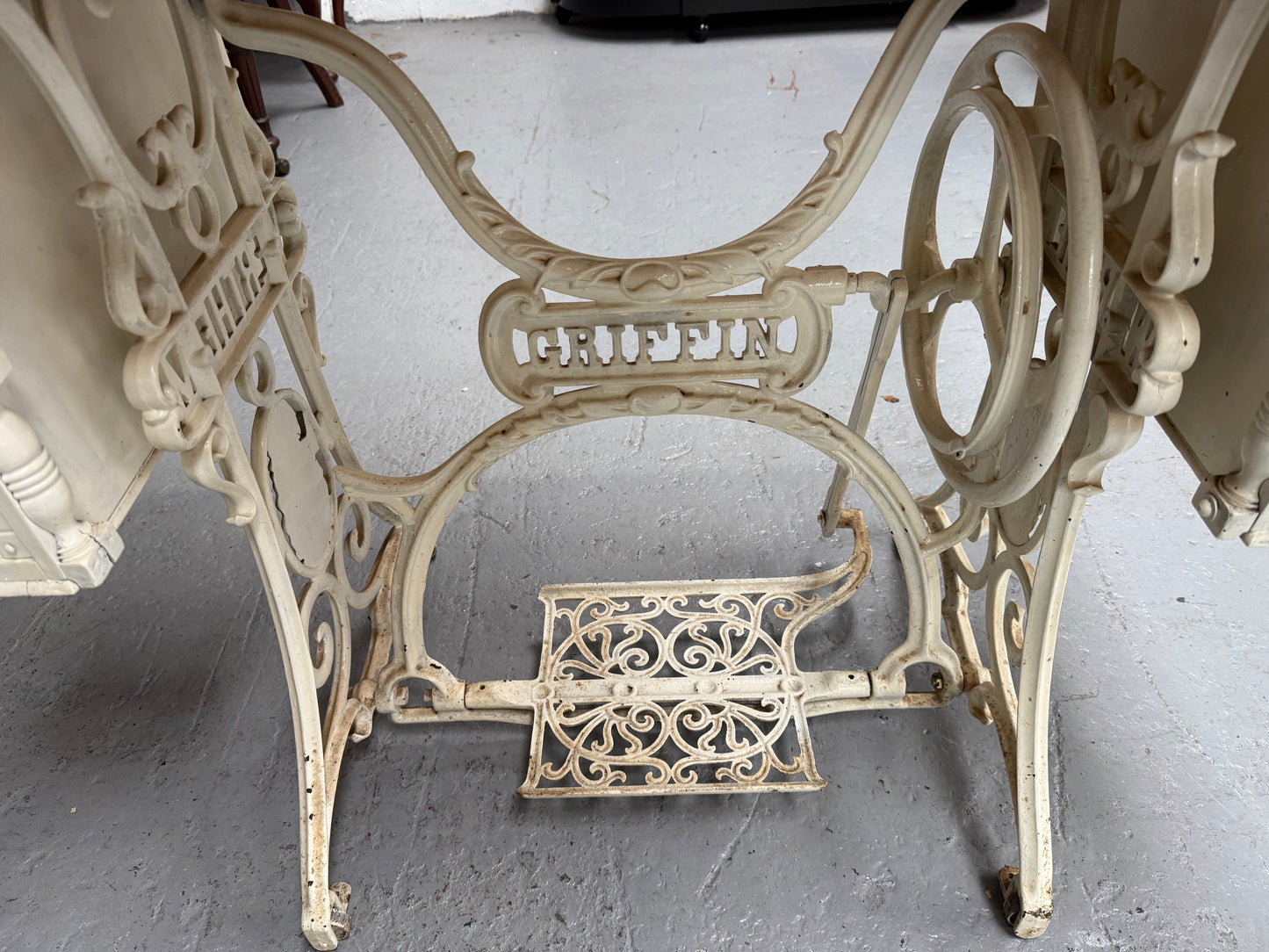 Unique Antique Tiled Top Griffin Sewing Machine Base Table