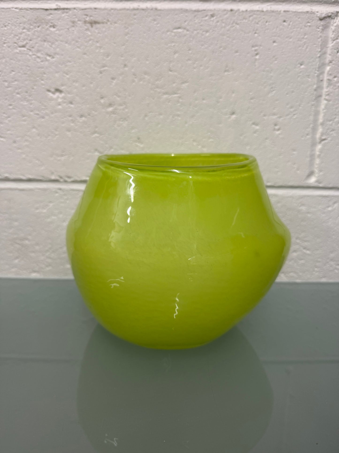 Lime Green Vintage Art Glass Vase