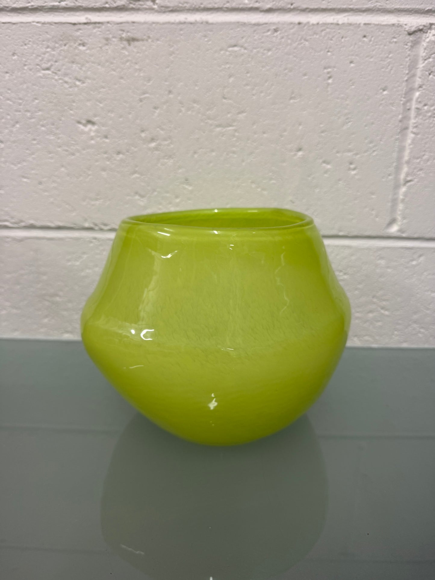 Lime Green Vintage Art Glass Vase