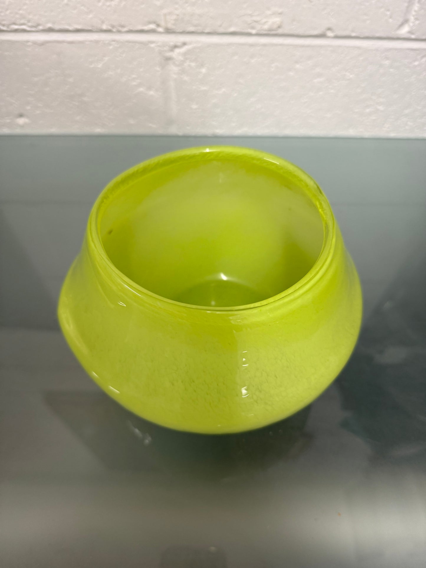 Lime Green Vintage Art Glass Vase