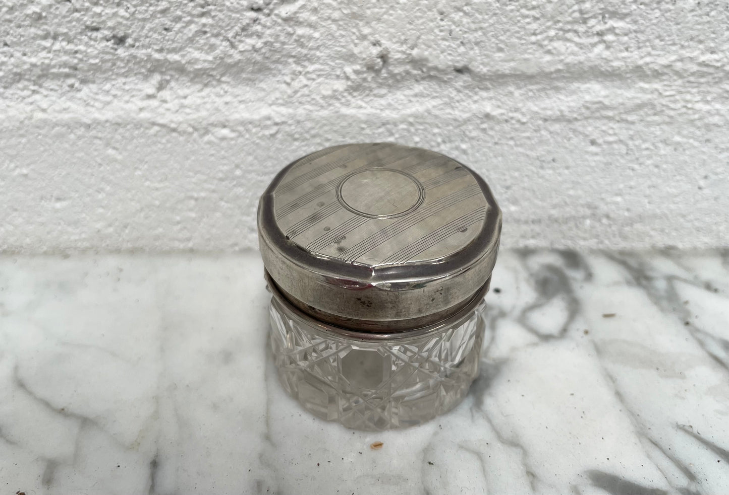 Art Deco Cut Glass Container