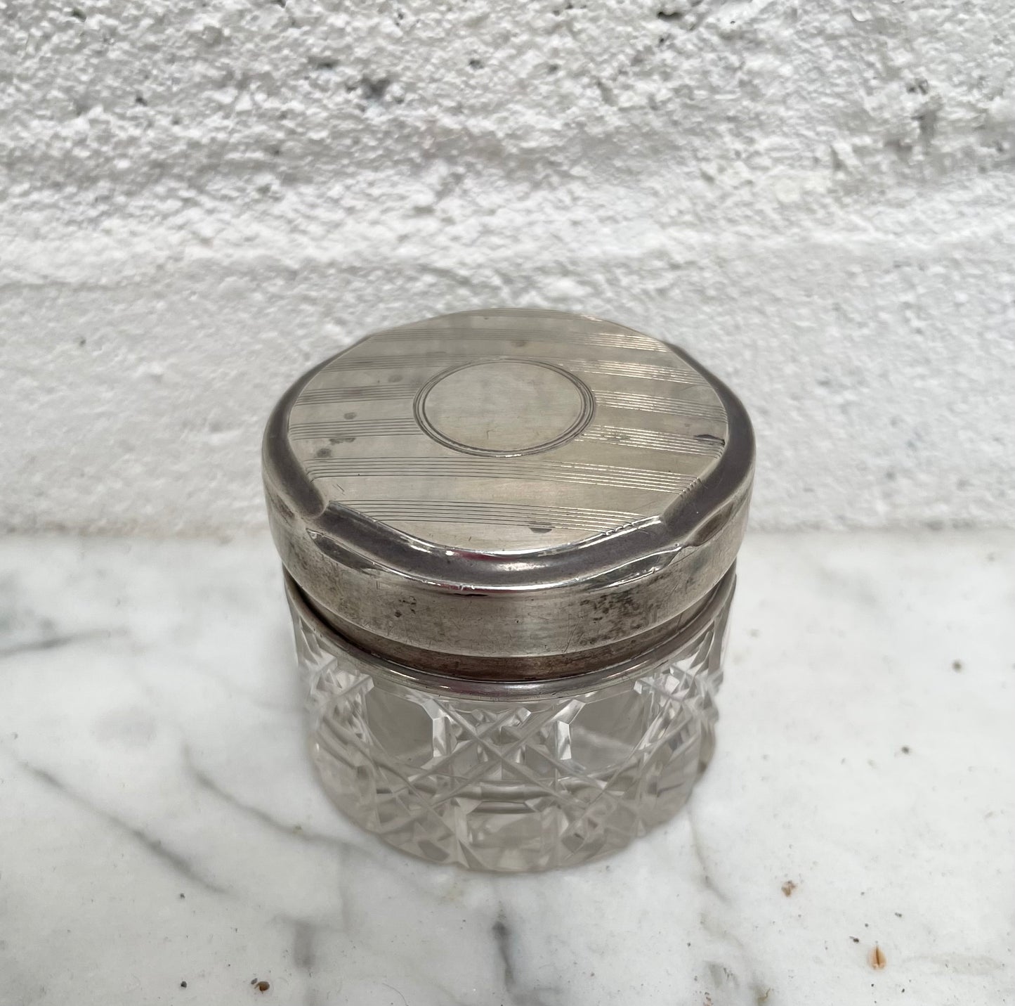 Art Deco Cut Glass Container