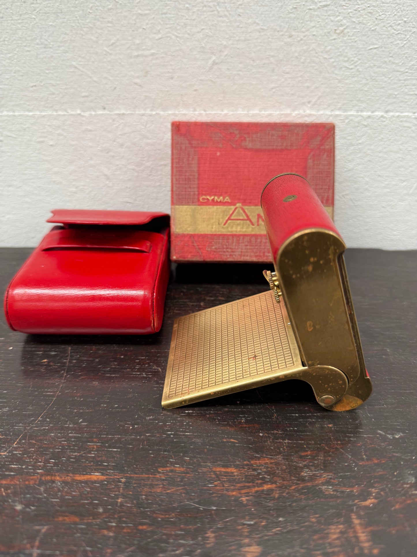Superb Art Deco Cyma Travel Clock Original Carry Case & Box.