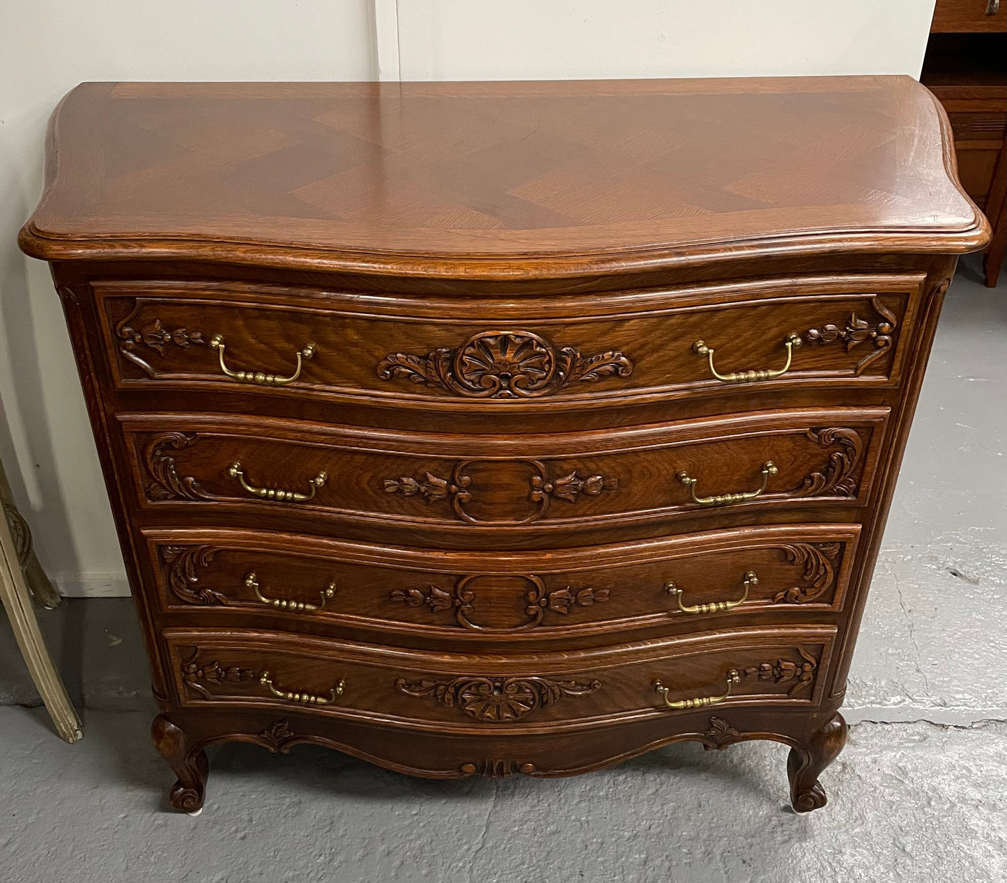 French Oak Louis XV Style Chest of Four Drawers