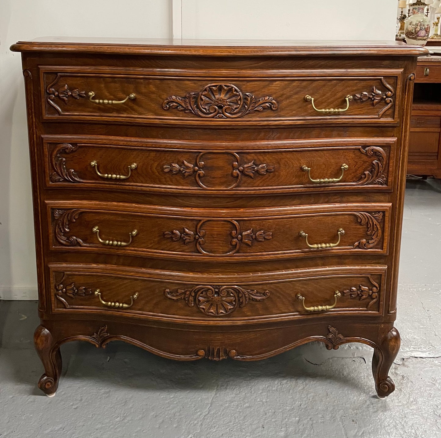 French Oak Louis XV Style Chest of Four Drawers