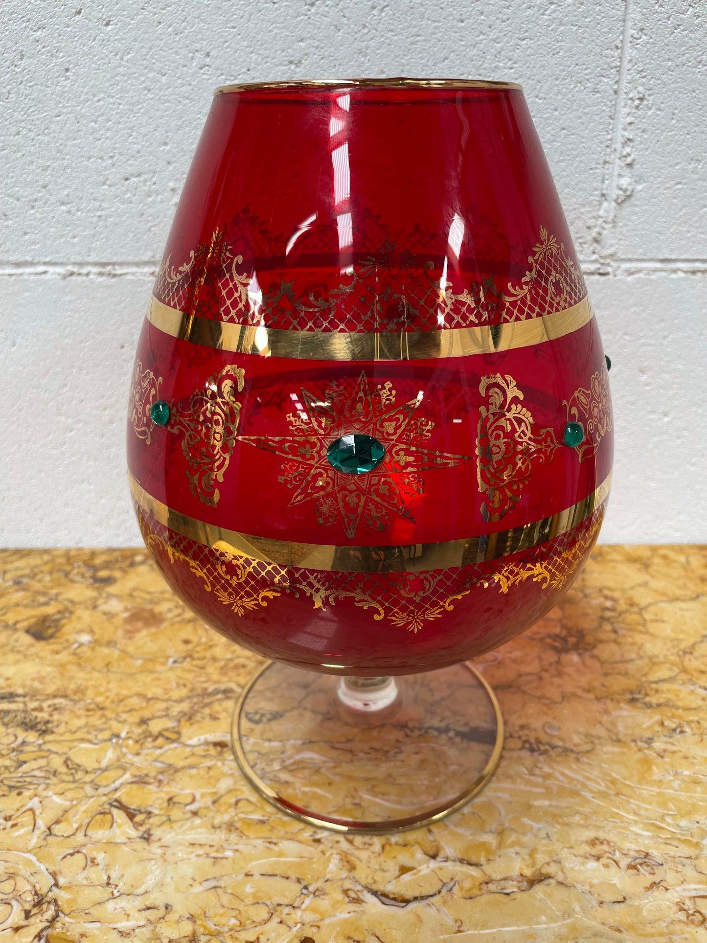 Large Ruby Glass Goblet Vase