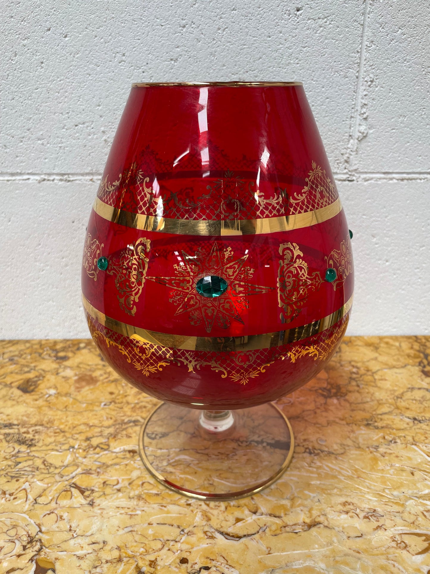 Large Ruby Glass Goblet Vase
