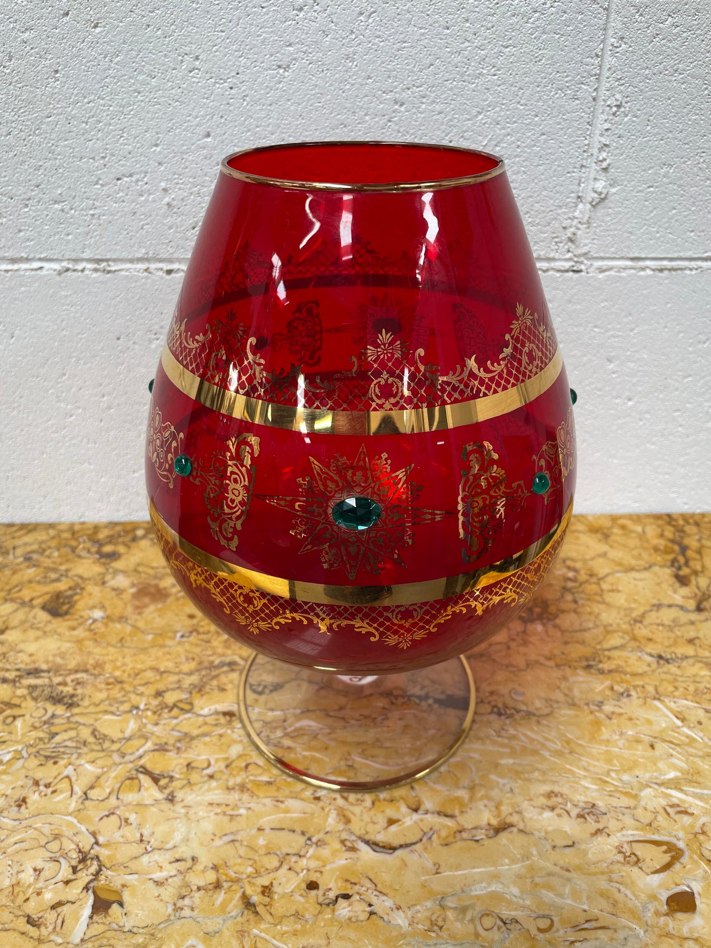 Large Ruby Glass Goblet Vase